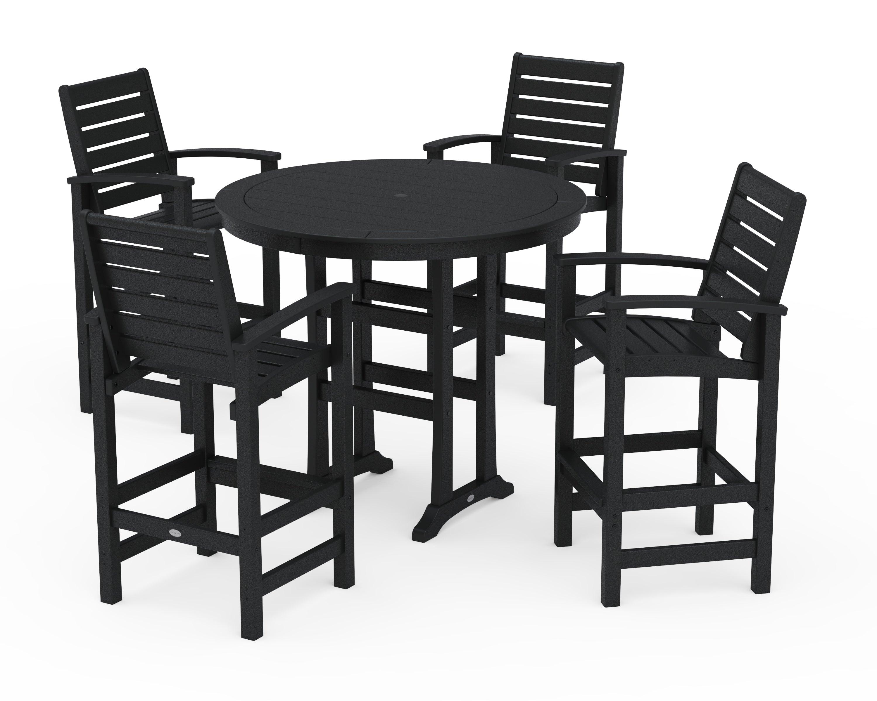 POLYWOOD 5 Piece Signature Bar Dining Set in Black
