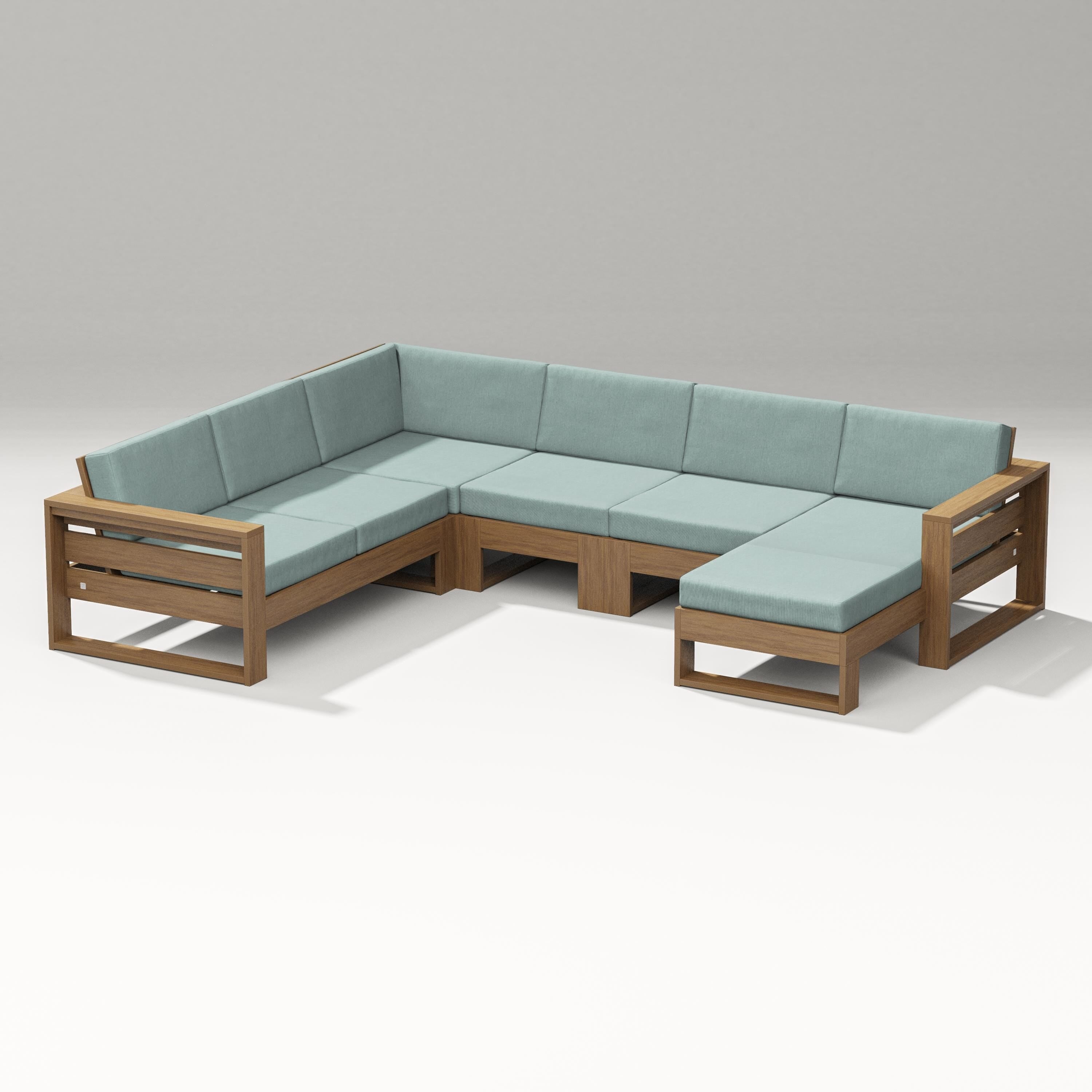 PW Designer Series Latitude Corner Sectional with Right Chaise in Natural / Glacier Spa