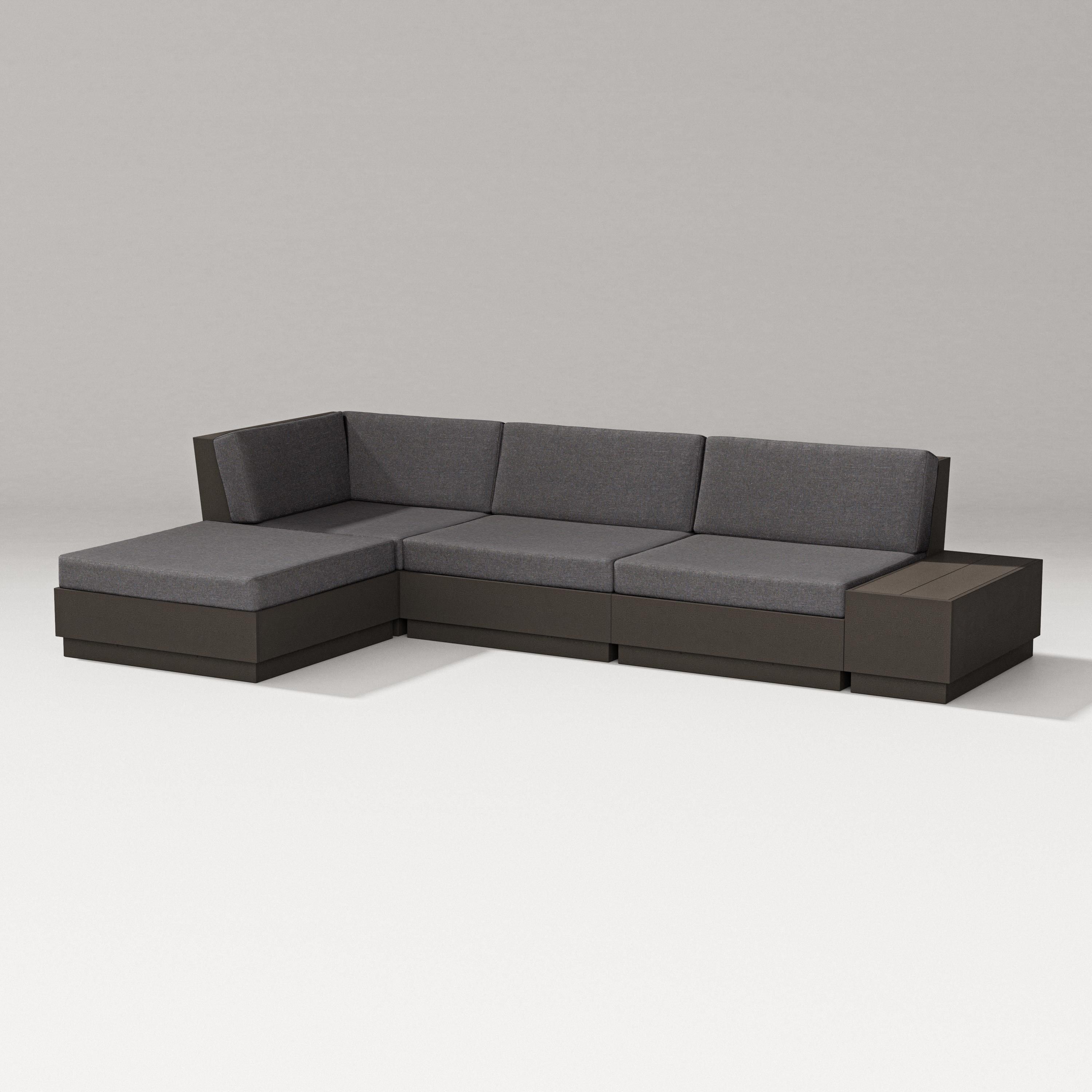 PW Designer Series Elevate Chaise Sectional in Vintage Coffee / Ash Charcoal
