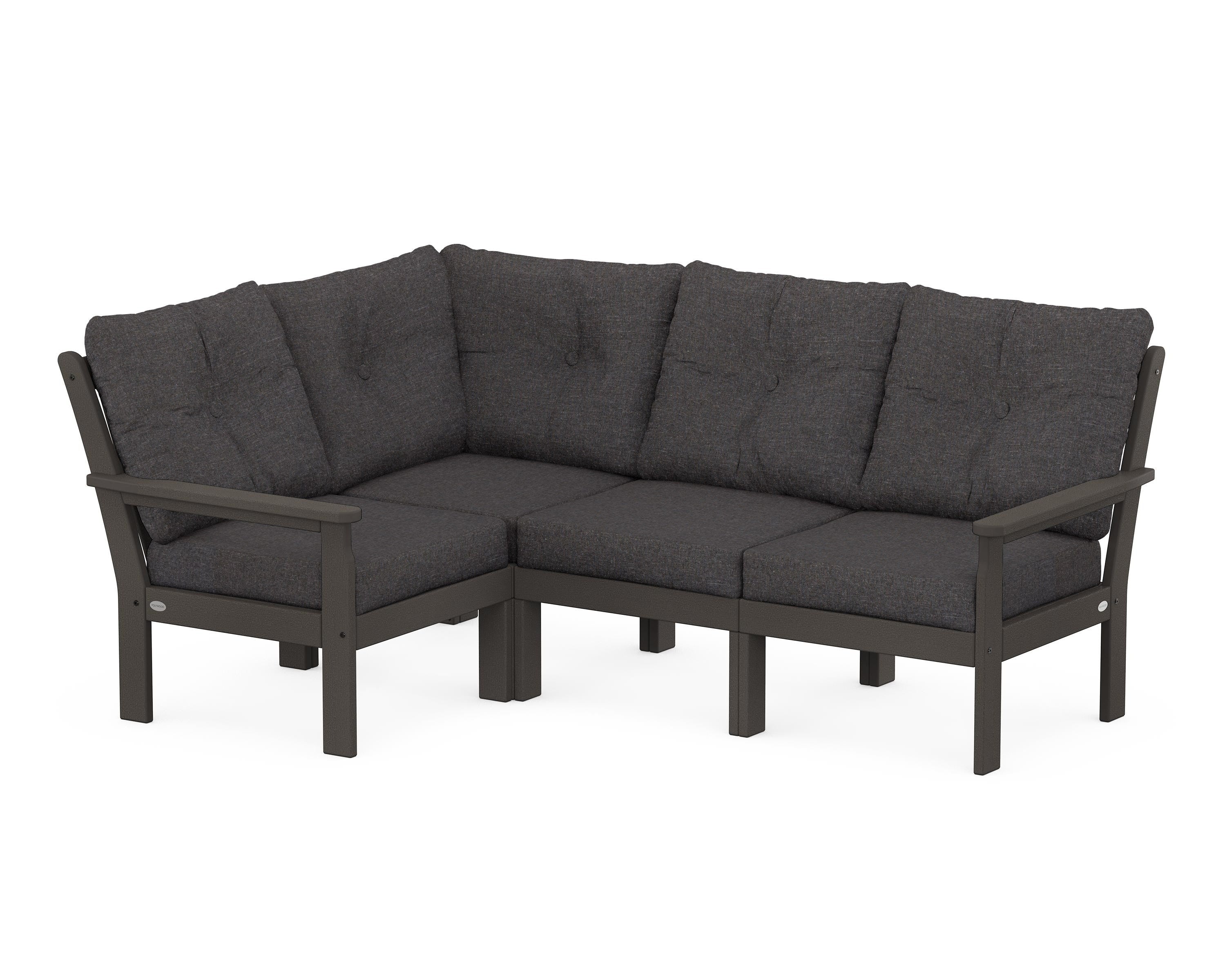 POLYWOOD Vineyard 4-Piece Sectional in Vintage Coffee / Ash Charcoal