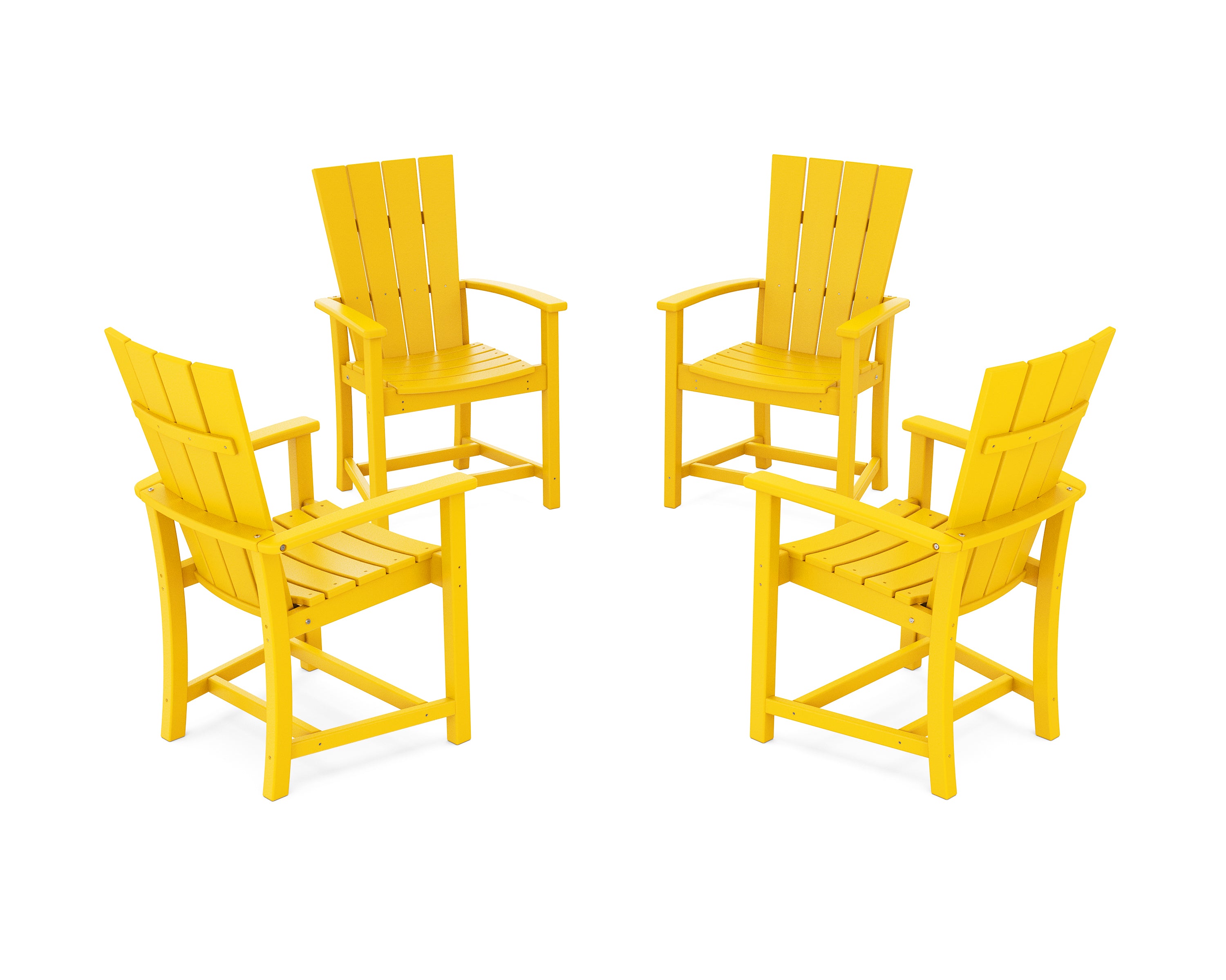 POLYWOOD Quattro 4-Piece Upright Adirondack Conversation Set in Lemon