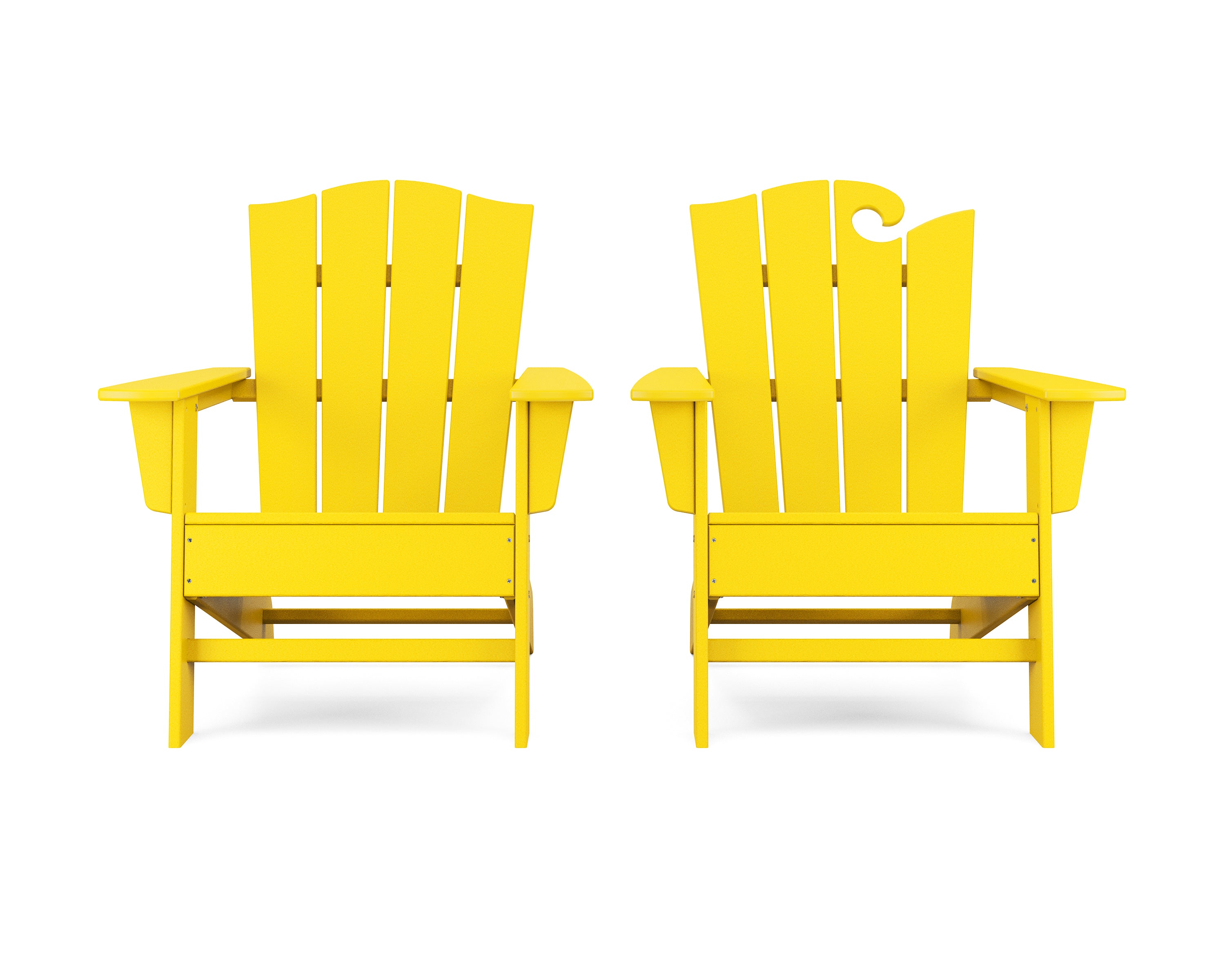 POLYWOOD Wave 2-Piece Adirondack Chair Set with The Crest Chair in Lemon