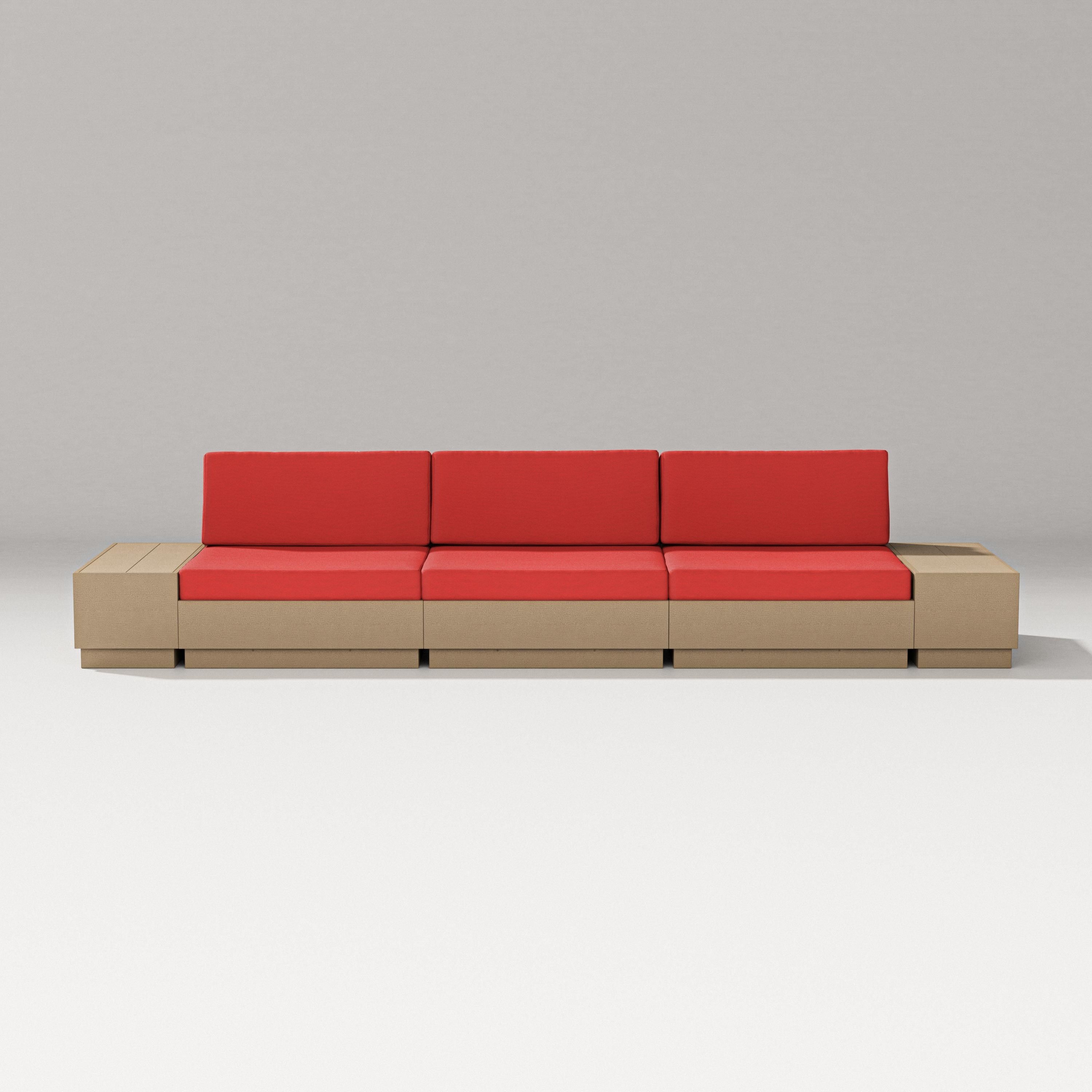 PW Designer Series Elevate Straight Sectional in Vintage Sahara / Crimson Linen
