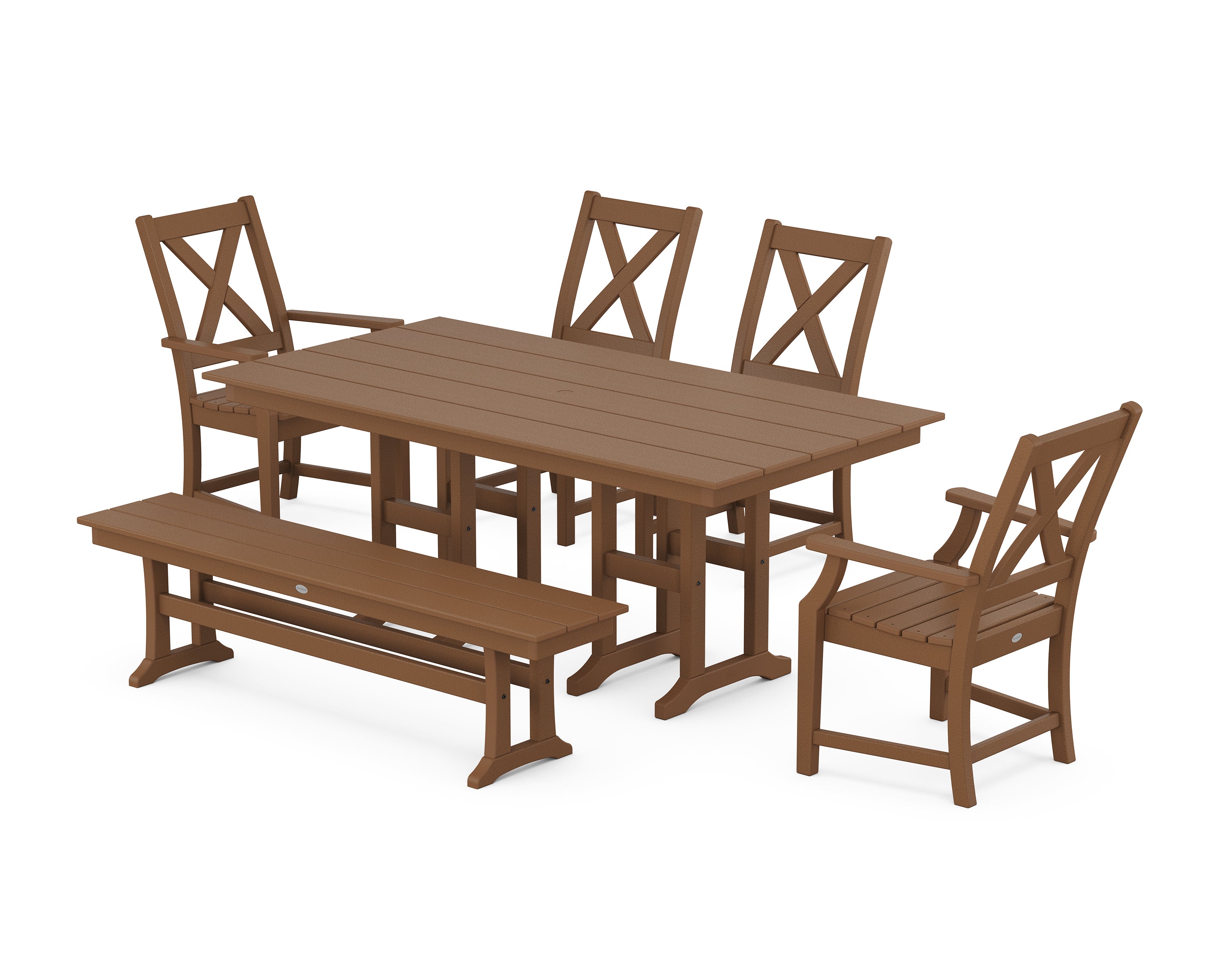 POLYWOOD® Braxton 6-Piece Farmhouse Dining Set in Teak