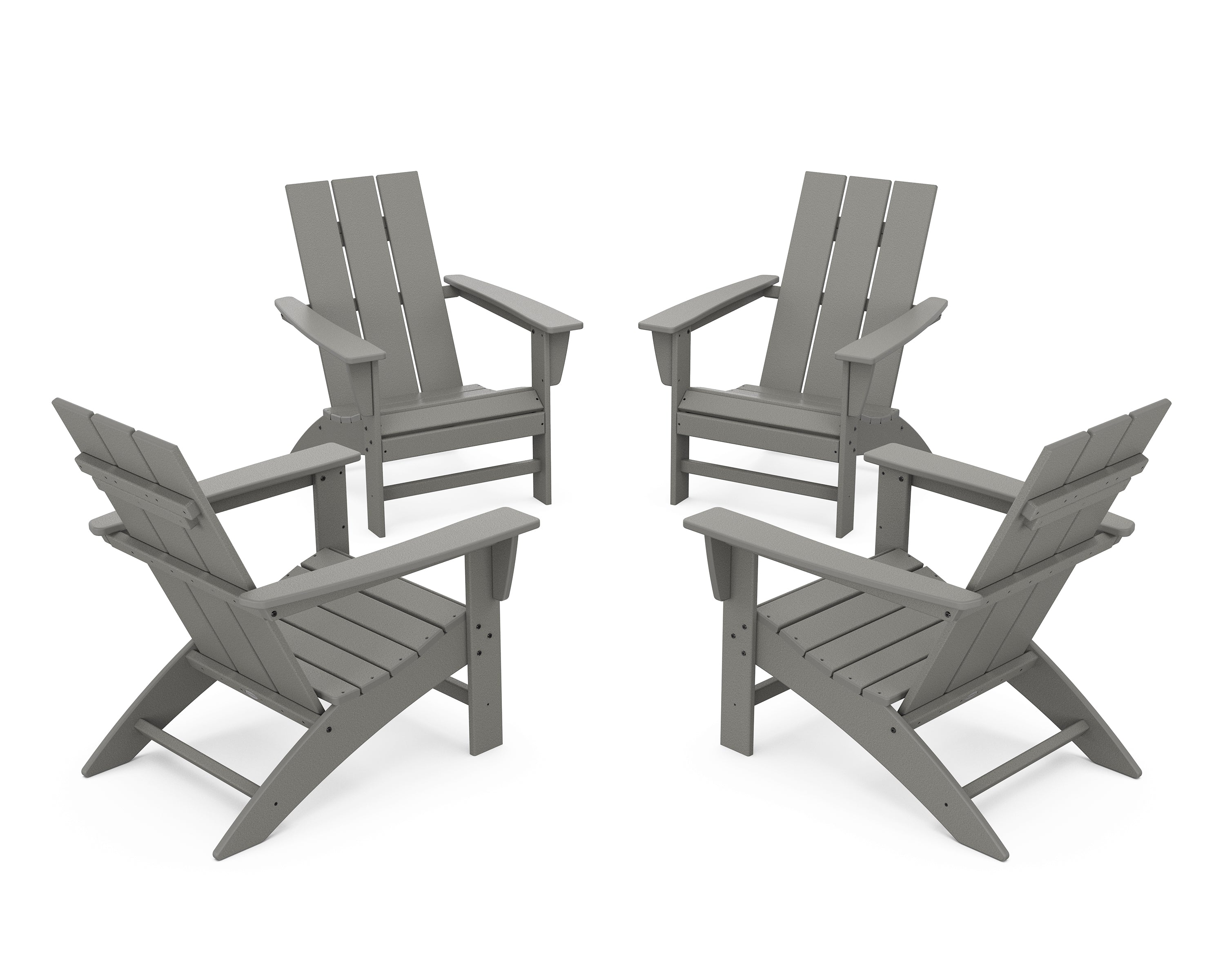 POLYWOOD 4-Piece Modern Adirondack Chair Conversation Set in Slate Grey