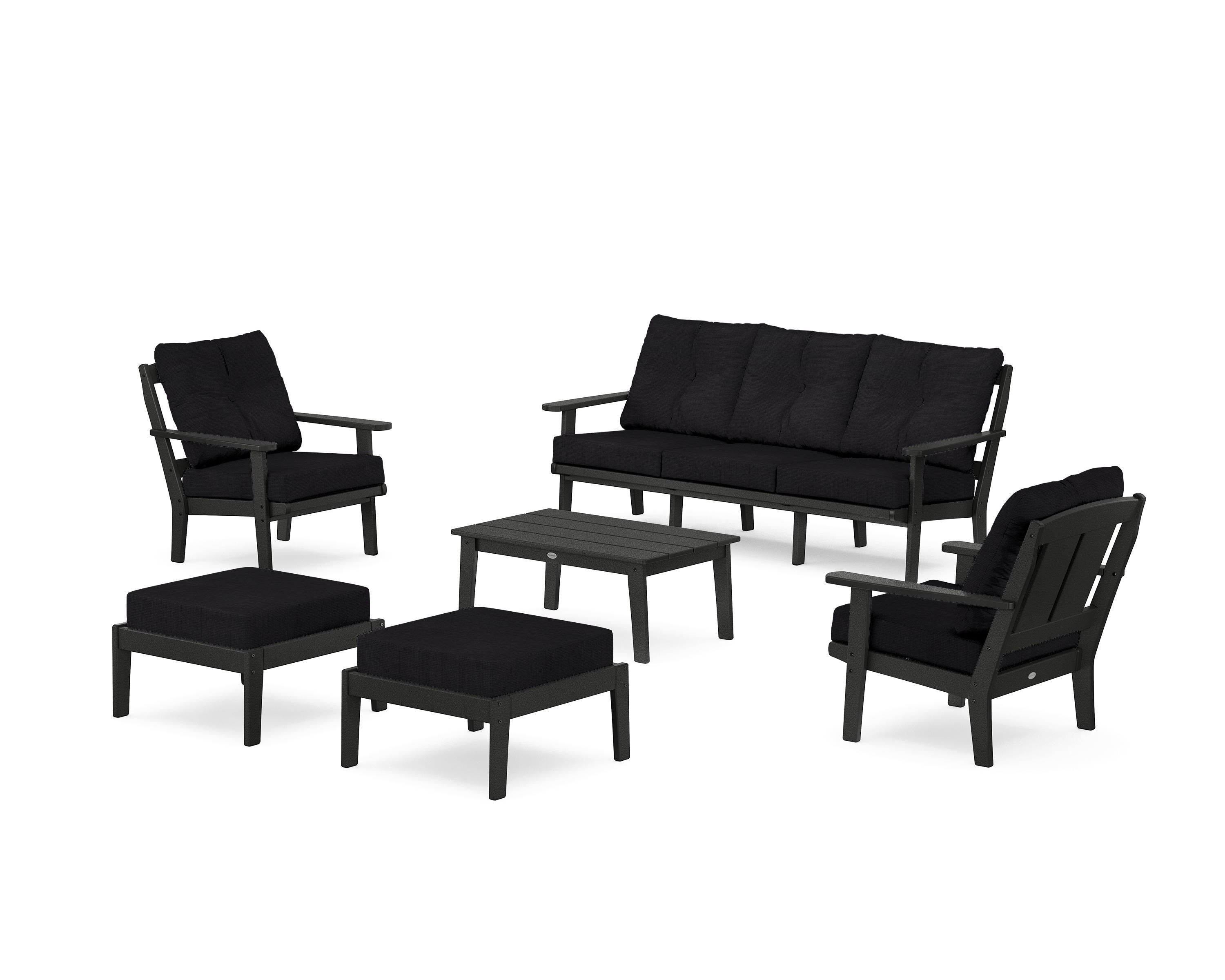 POLYWOOD Mission 6-Piece Lounge Sofa Set in Black / Midnight Linen