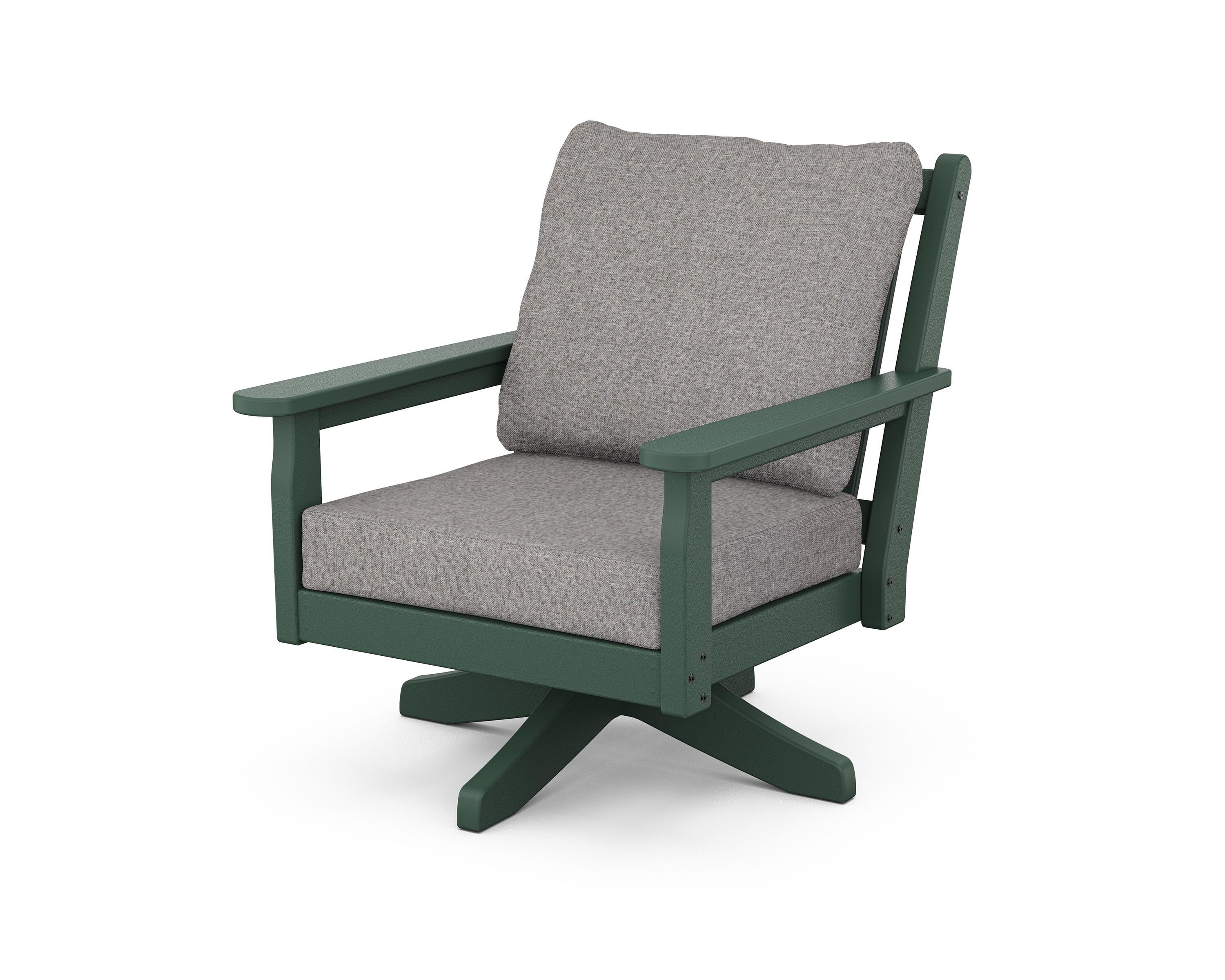 POLYWOOD Chippendale Deep Seating Swivel Chair in Green / Grey Mist