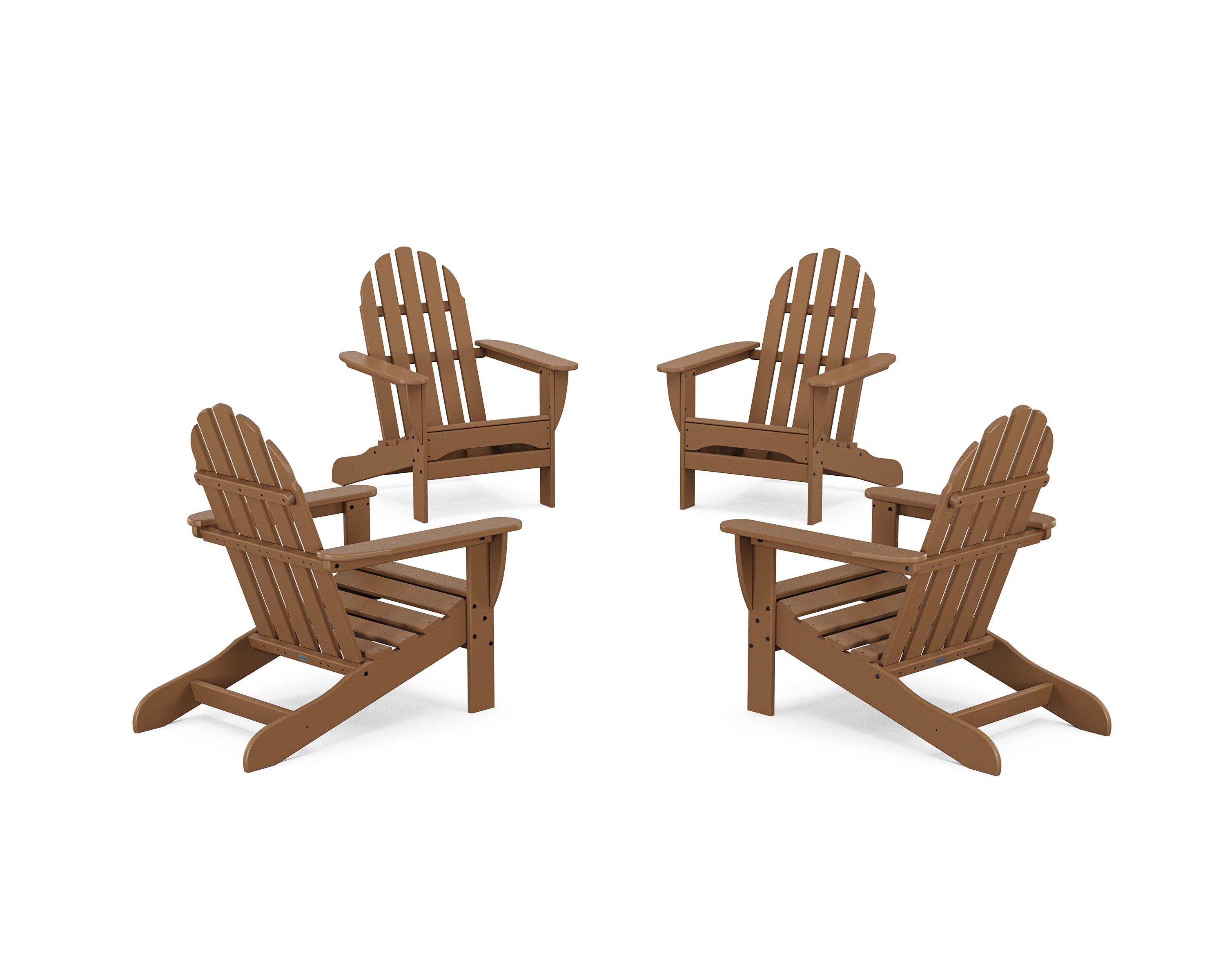 POLYWOOD 4-Piece Classic Adirondack Conversation Set in Teak