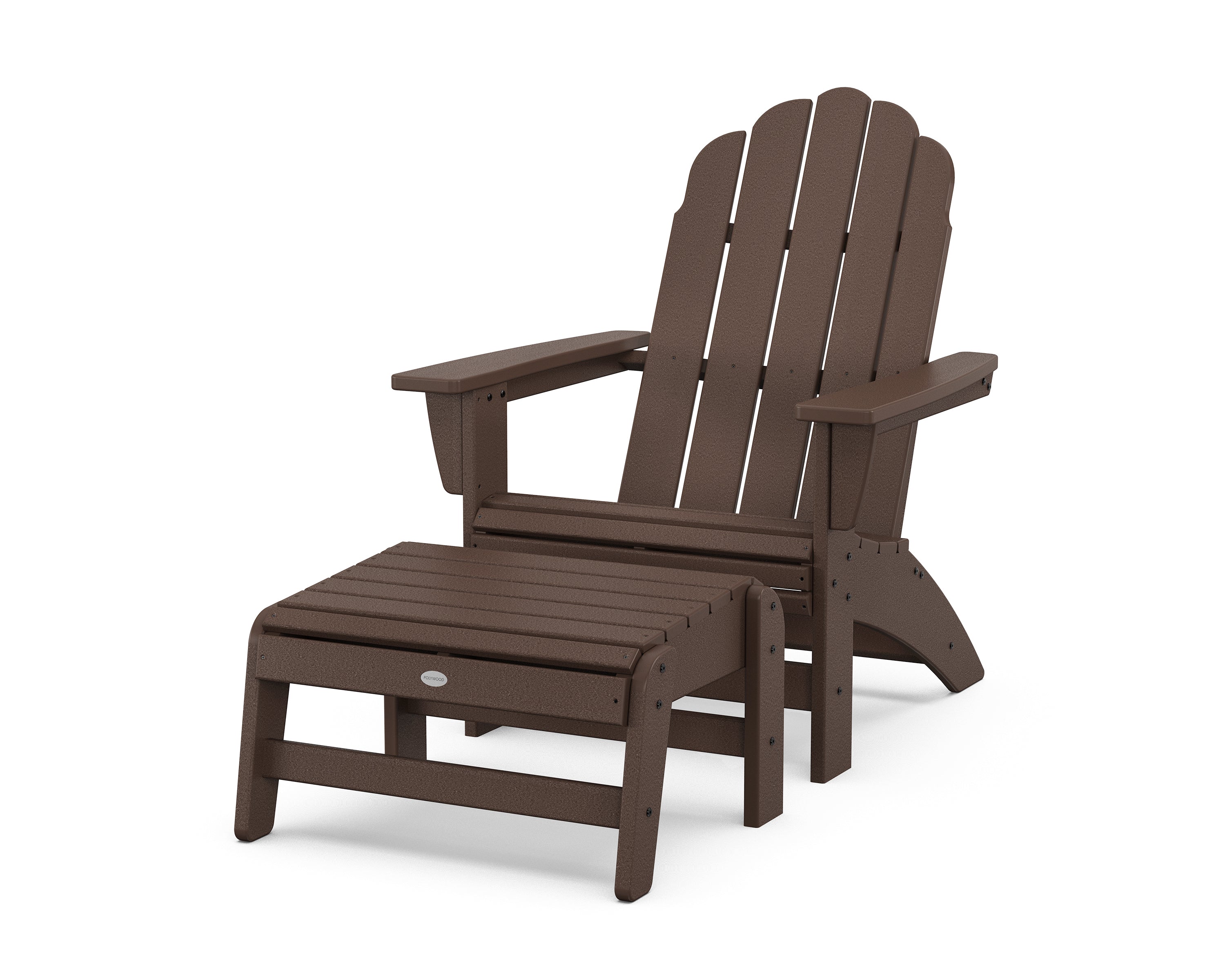 POLYWOOD Vineyard Grand Adirondack Chair with Ottoman in Mahogany