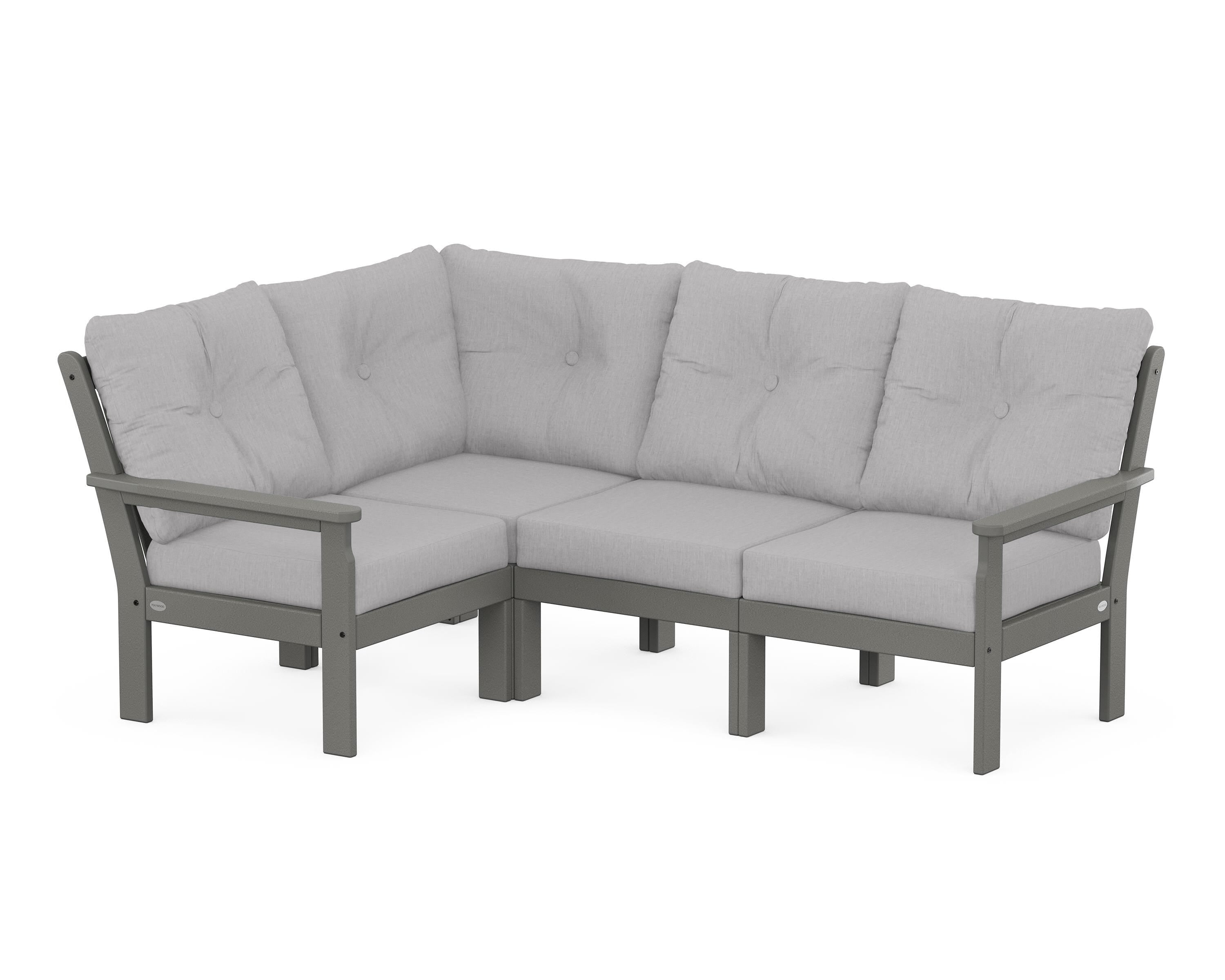 POLYWOOD Vineyard 4-Piece Sectional in Slate Grey / Granite