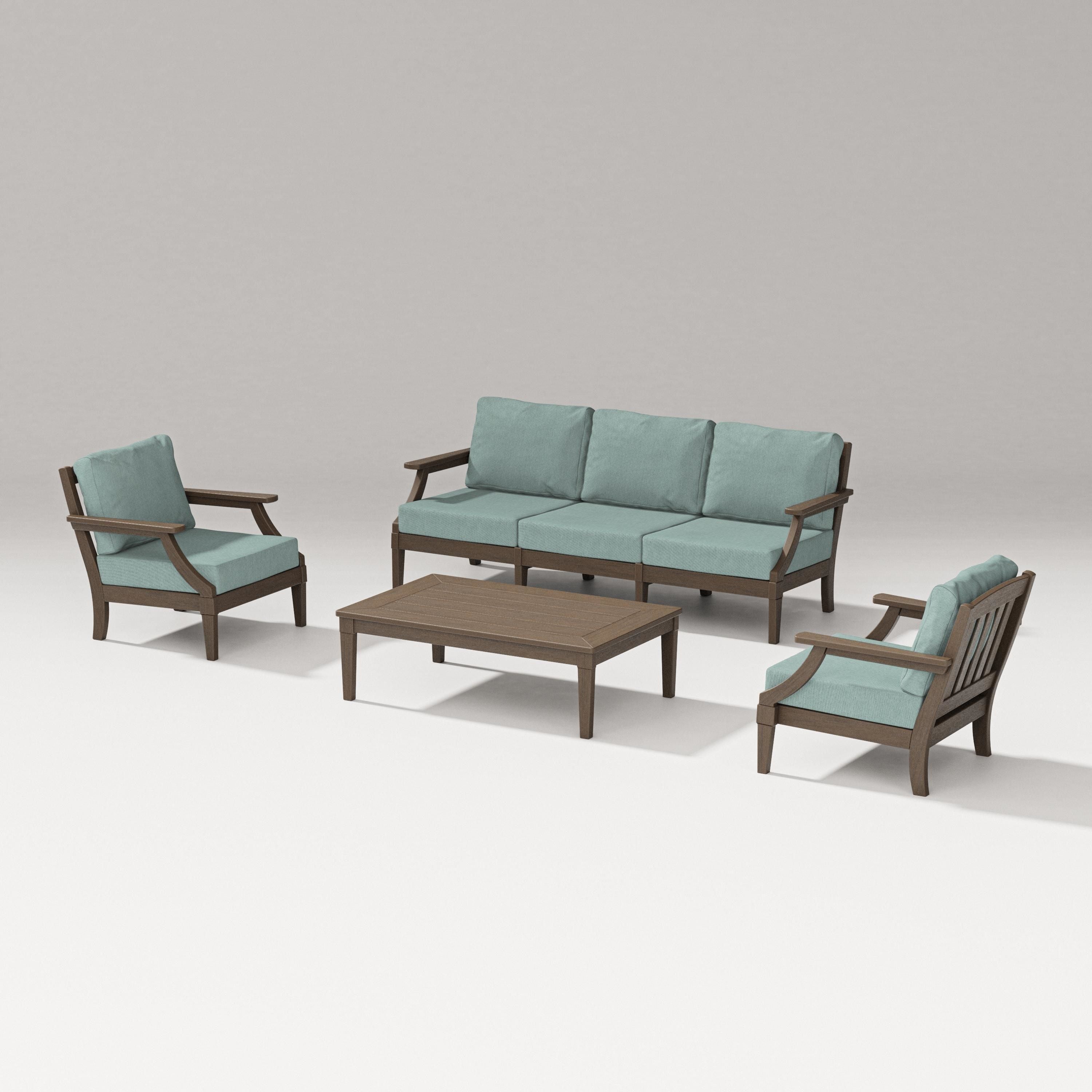 PW Designer Series Estate 4-Piece Lounge Sofa Set in Kona / Glacier Spa