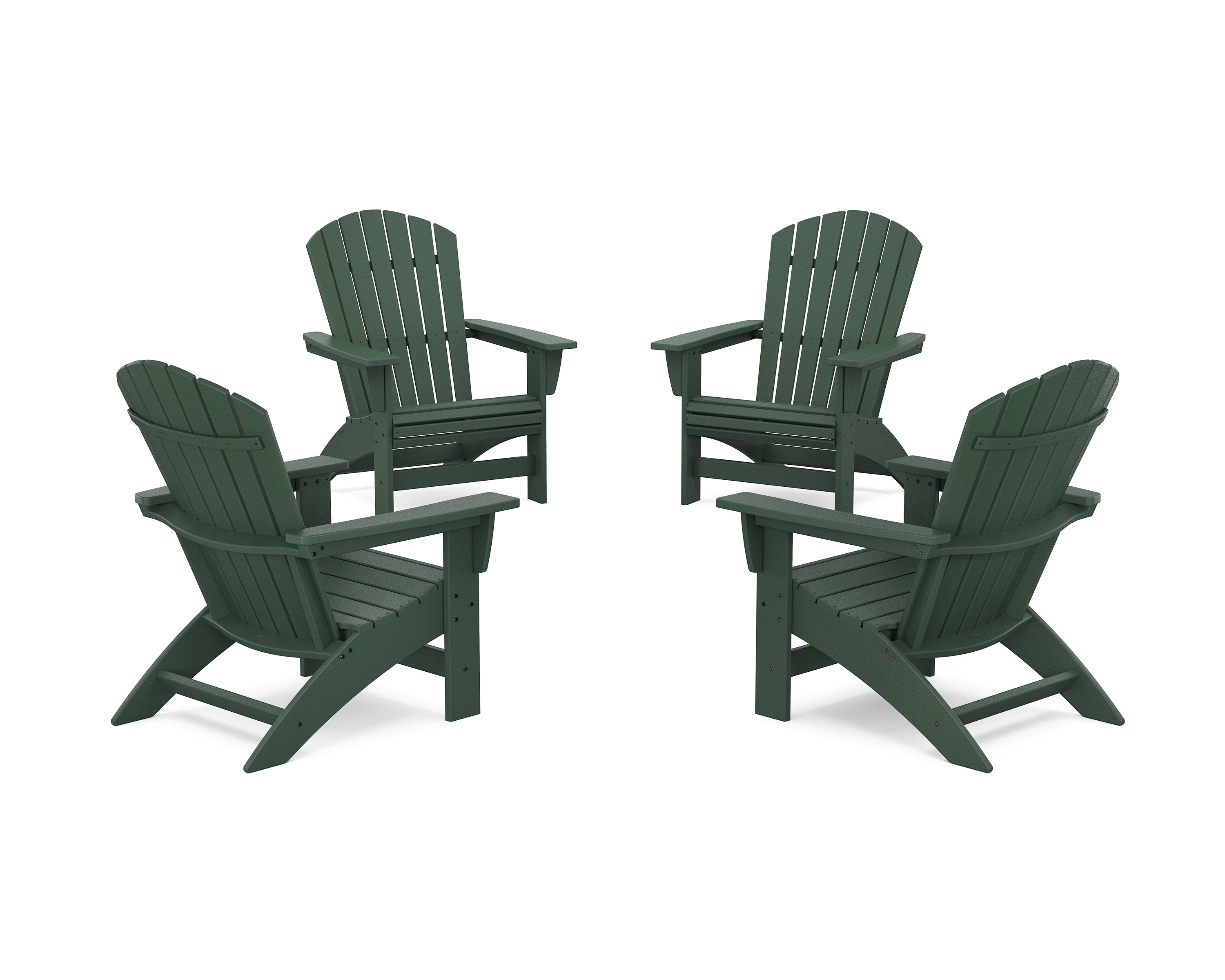 POLYWOOD 4-Piece Nautical Grand Adirondack Chair Conversation Set in Green