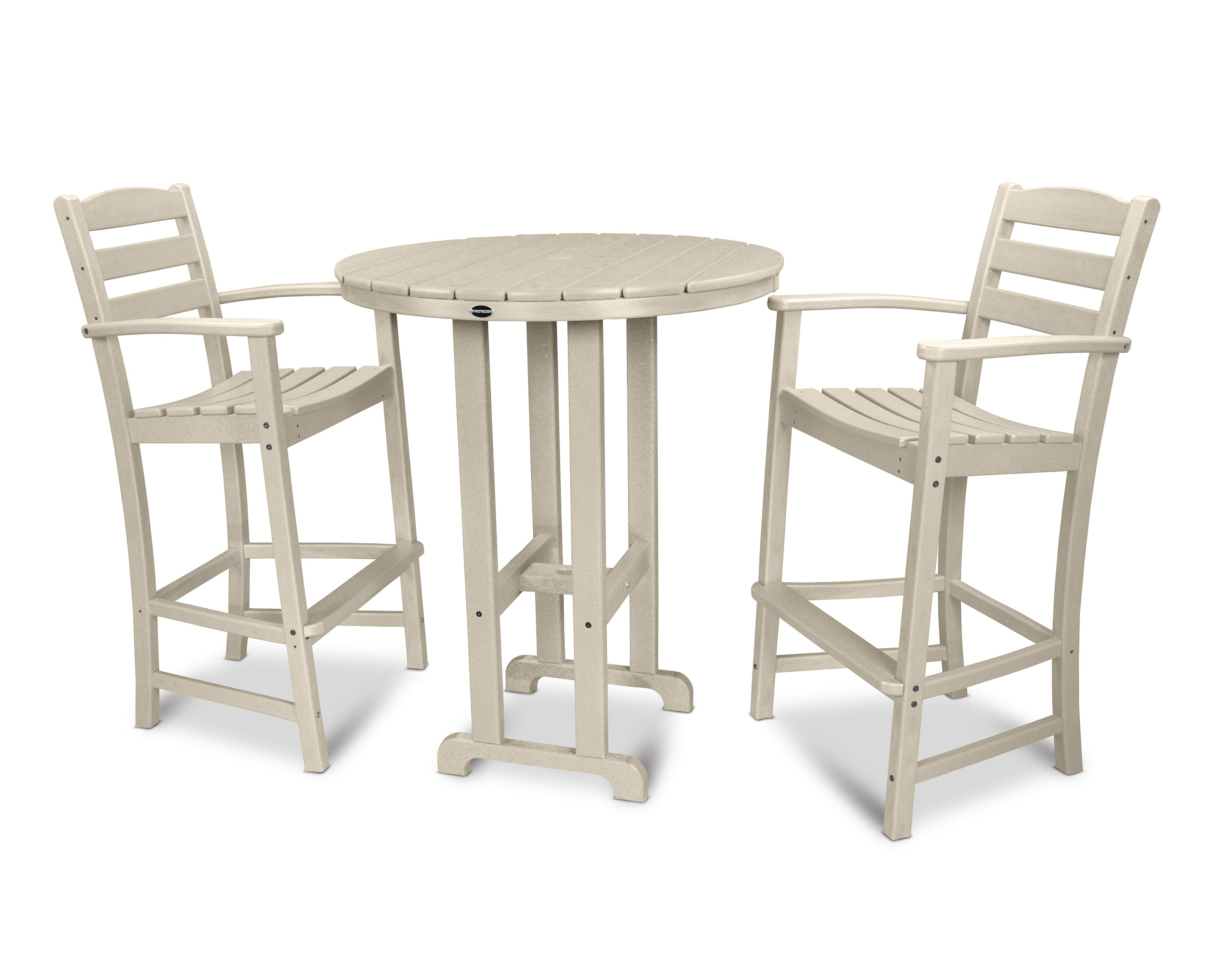 POLYWOOD® La Casa Café 3-Piece Round Farmhouse Bar Set in Sand