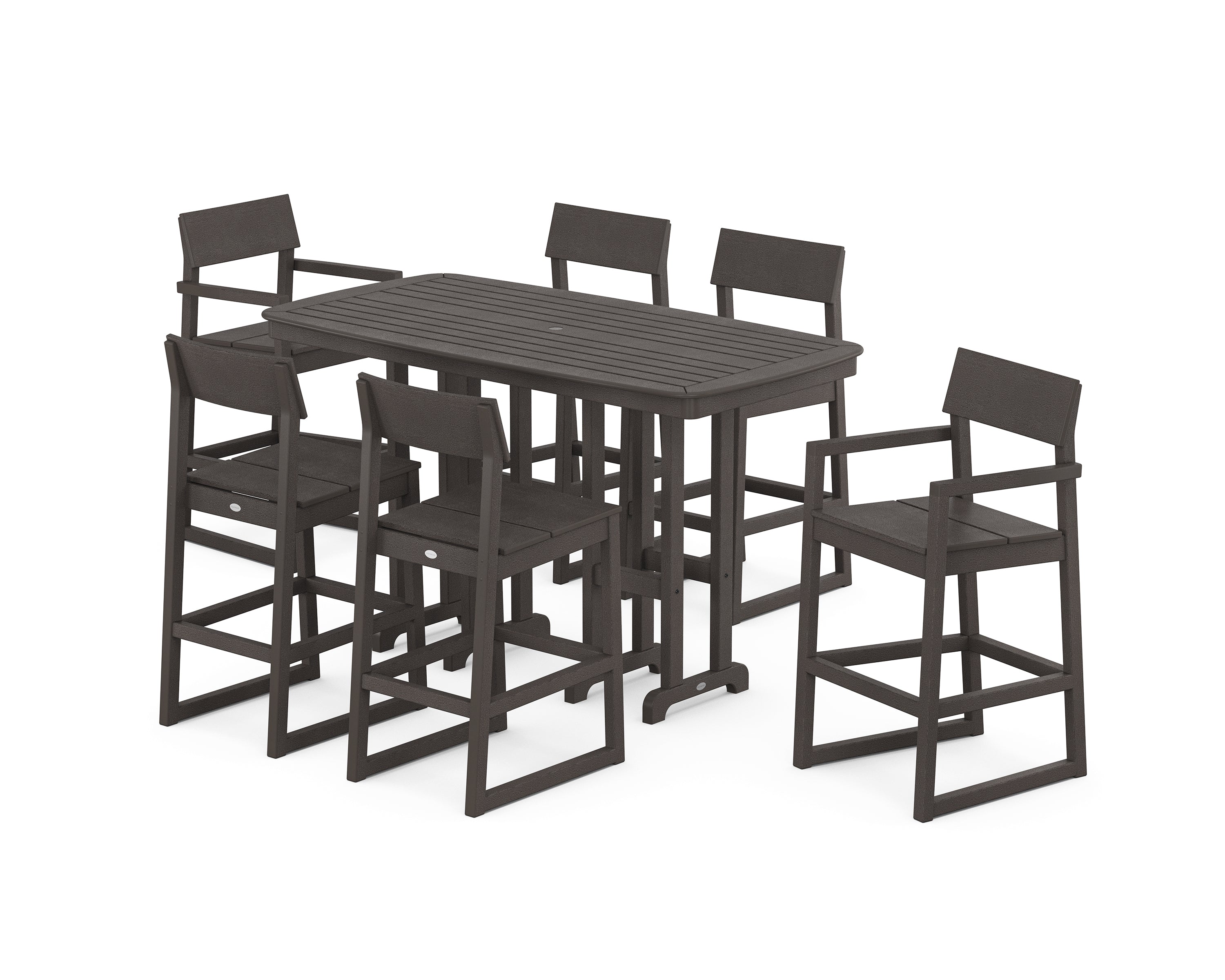 POLYWOOD EDGE 7-Piece Bar Set in Vintage Coffee
