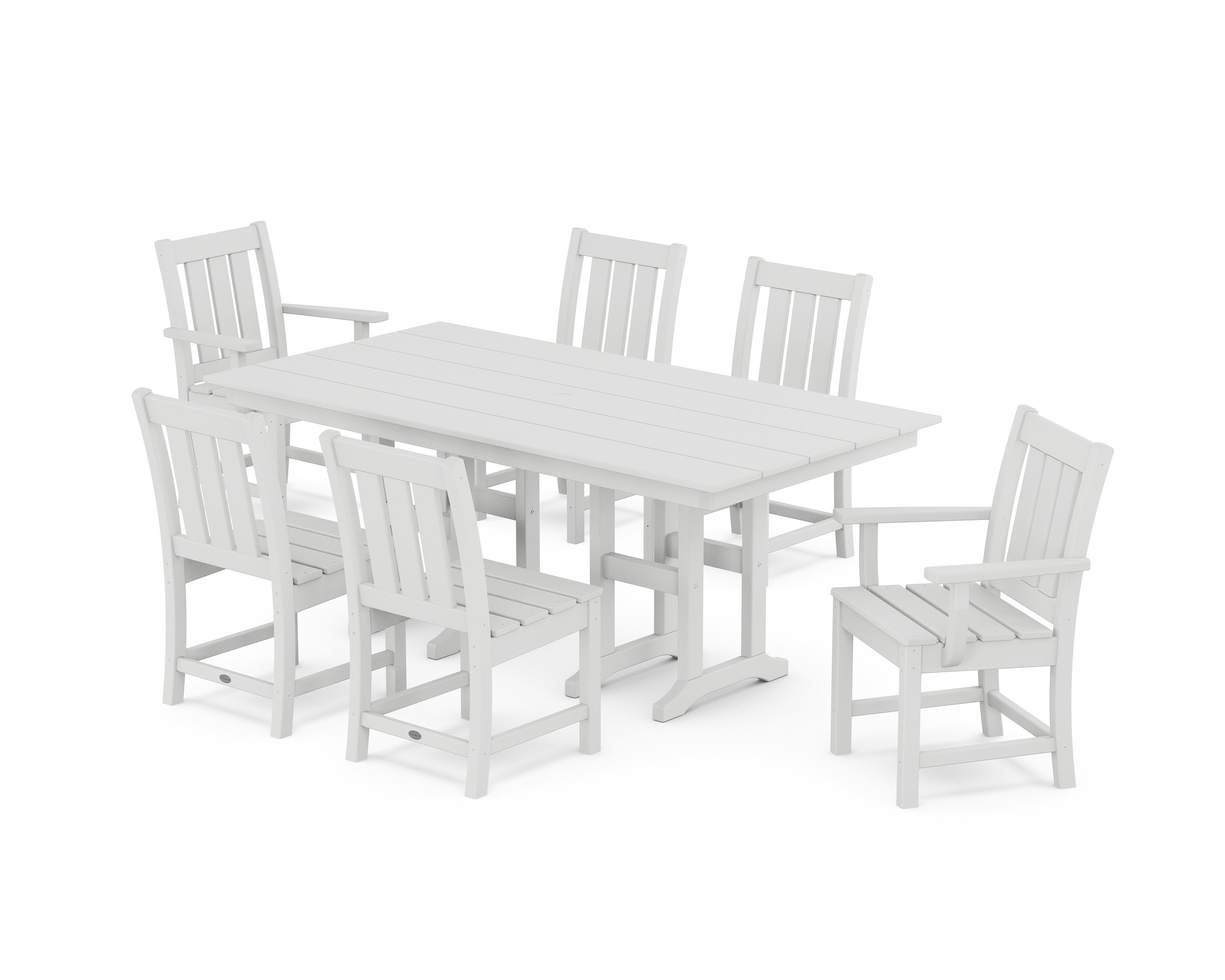 POLYWOOD Oxford 7-Piece Farmhouse Dining Set in White