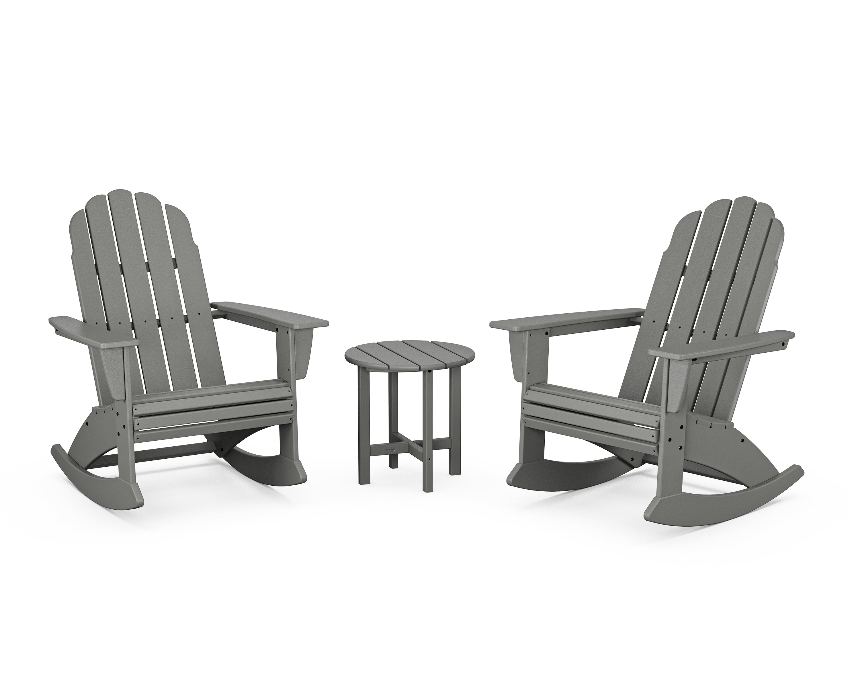 POLYWOOD Vineyard Curveback 3-Piece Adirondack Rocking Chair Set in Slate Grey