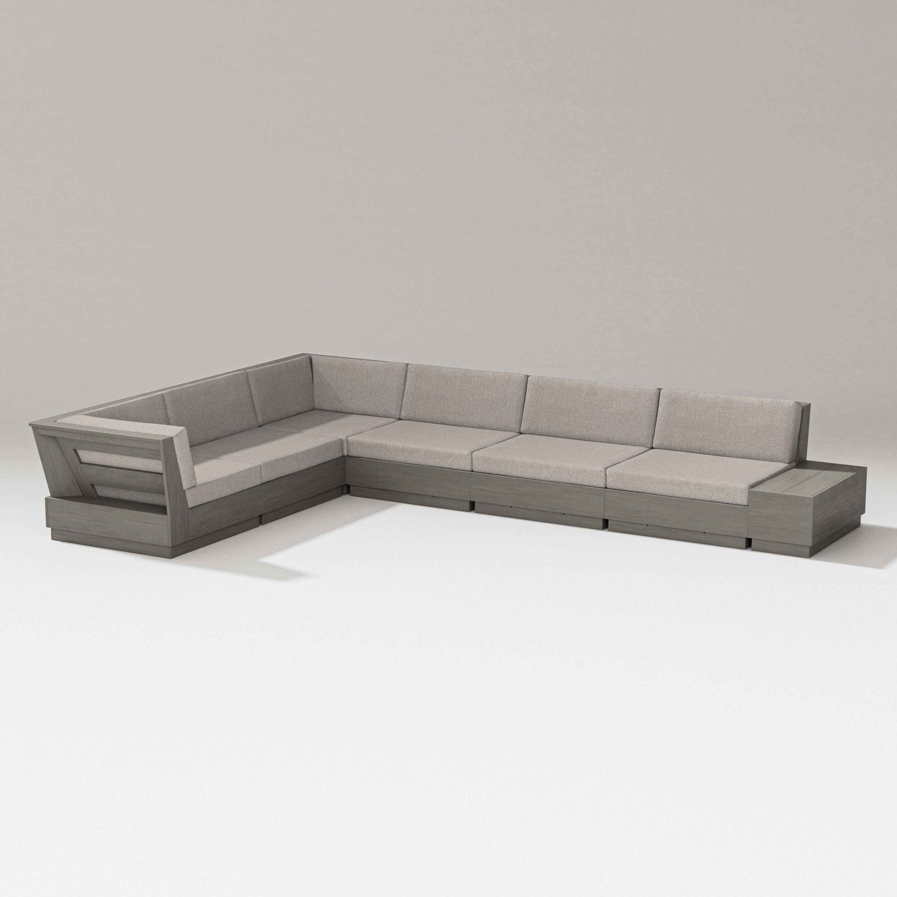 PW Designer Series Elevate 7-Piece Corner Sectional in Driftwood / Weathered Tweed