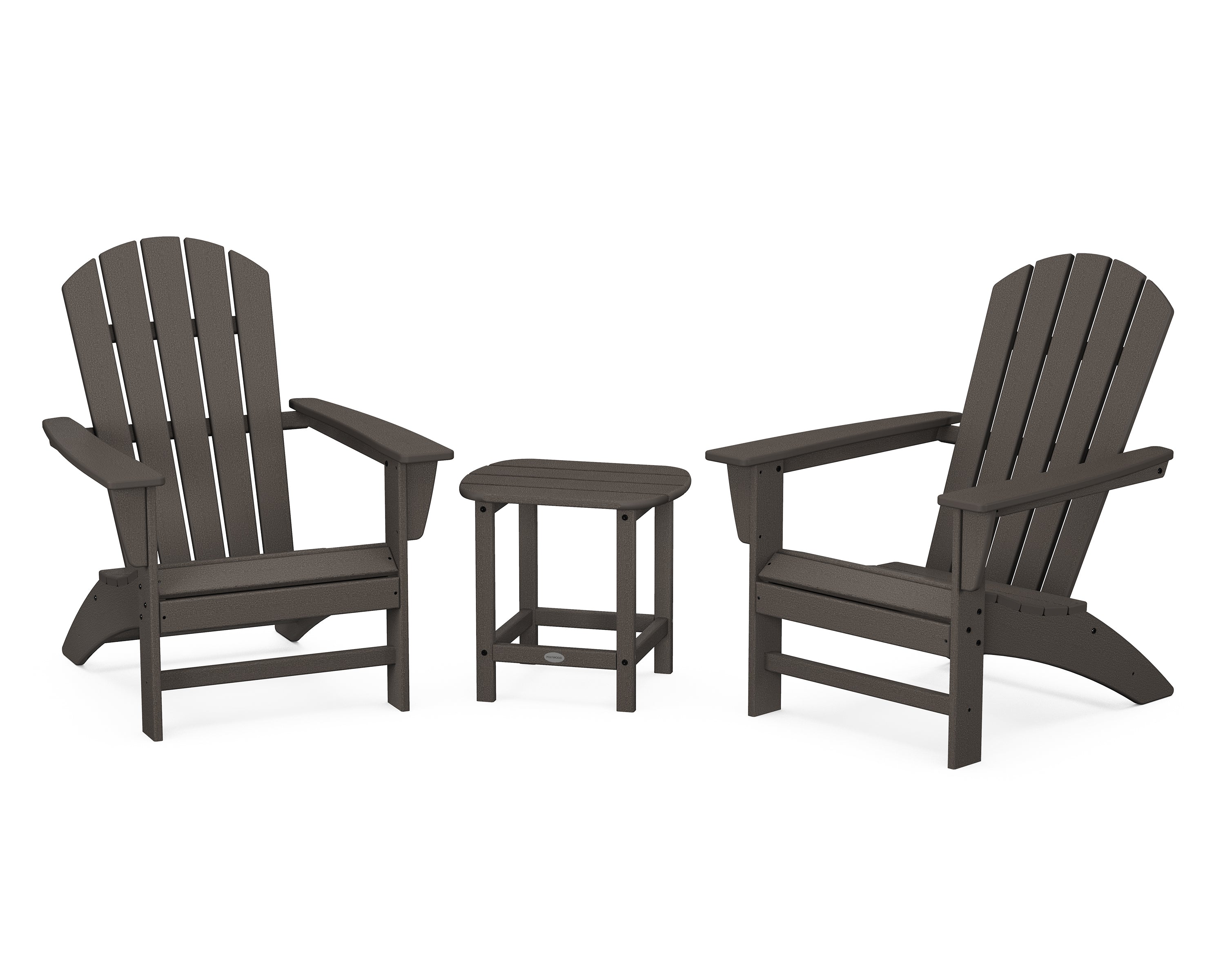 POLYWOOD® Nautical 3-Piece Adirondack Set with South Beach 18" Side Table in Vintage Coffee