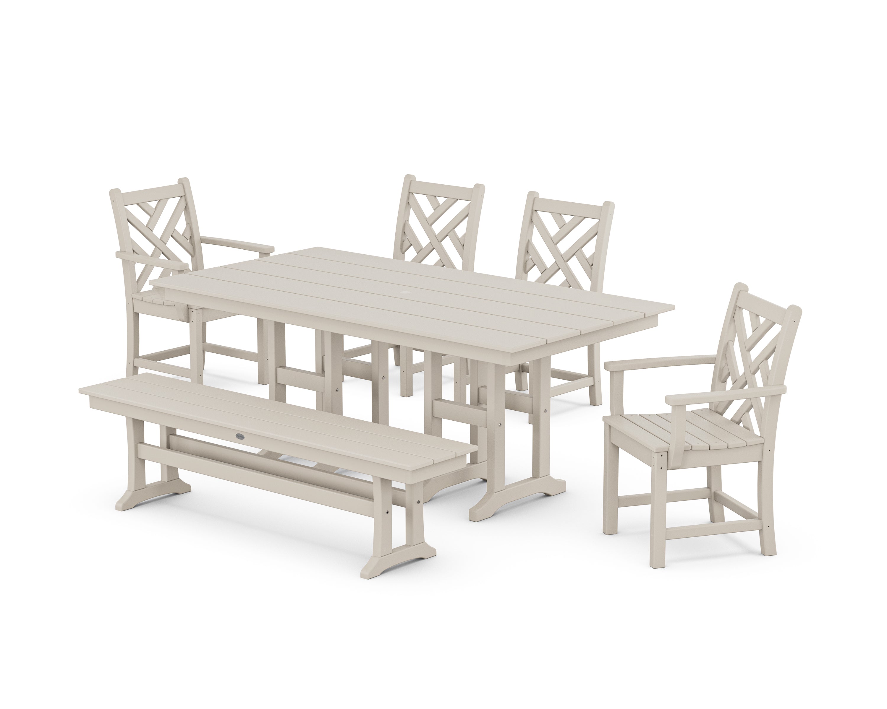 POLYWOOD Chippendale 6-Piece Farmhouse Dining Set in Sand
