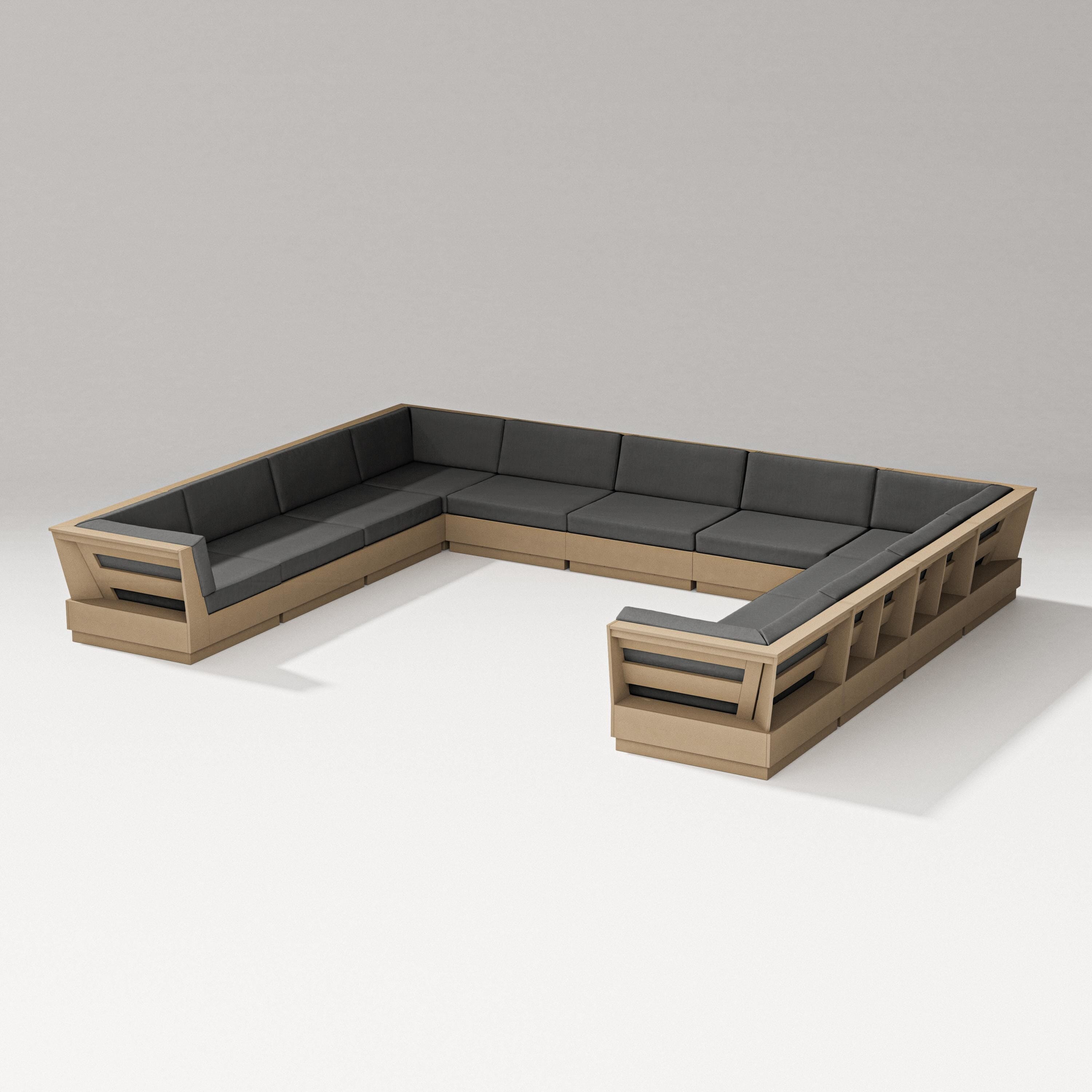 PW Designer Series Elevate Large U-Shaped Sectional in Vintage Sahara / Spectrum Carbon