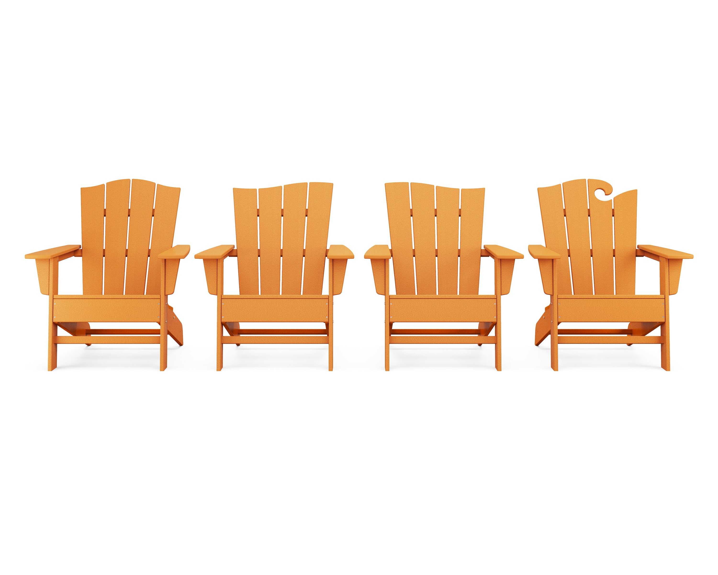 POLYWOOD Wave Collection 4-Piece Adirondack Chair Set in Tangerine