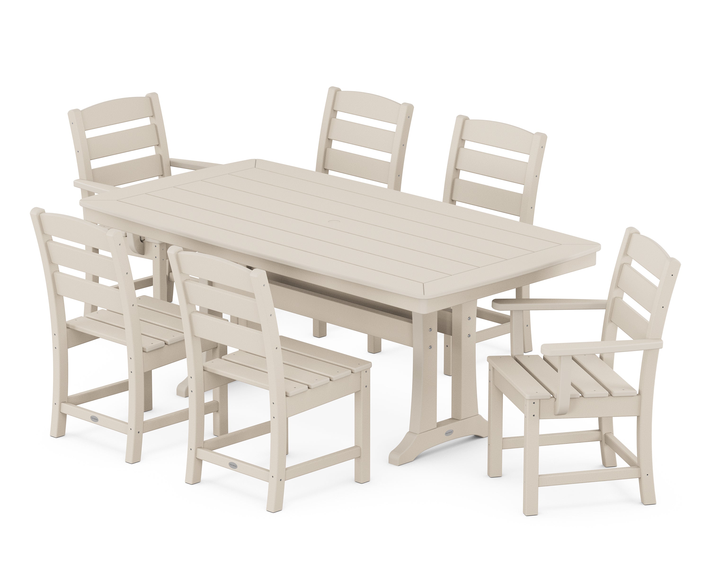 POLYWOOD Lakeside 7-Piece Dining Set with Trestle Legs in Sand