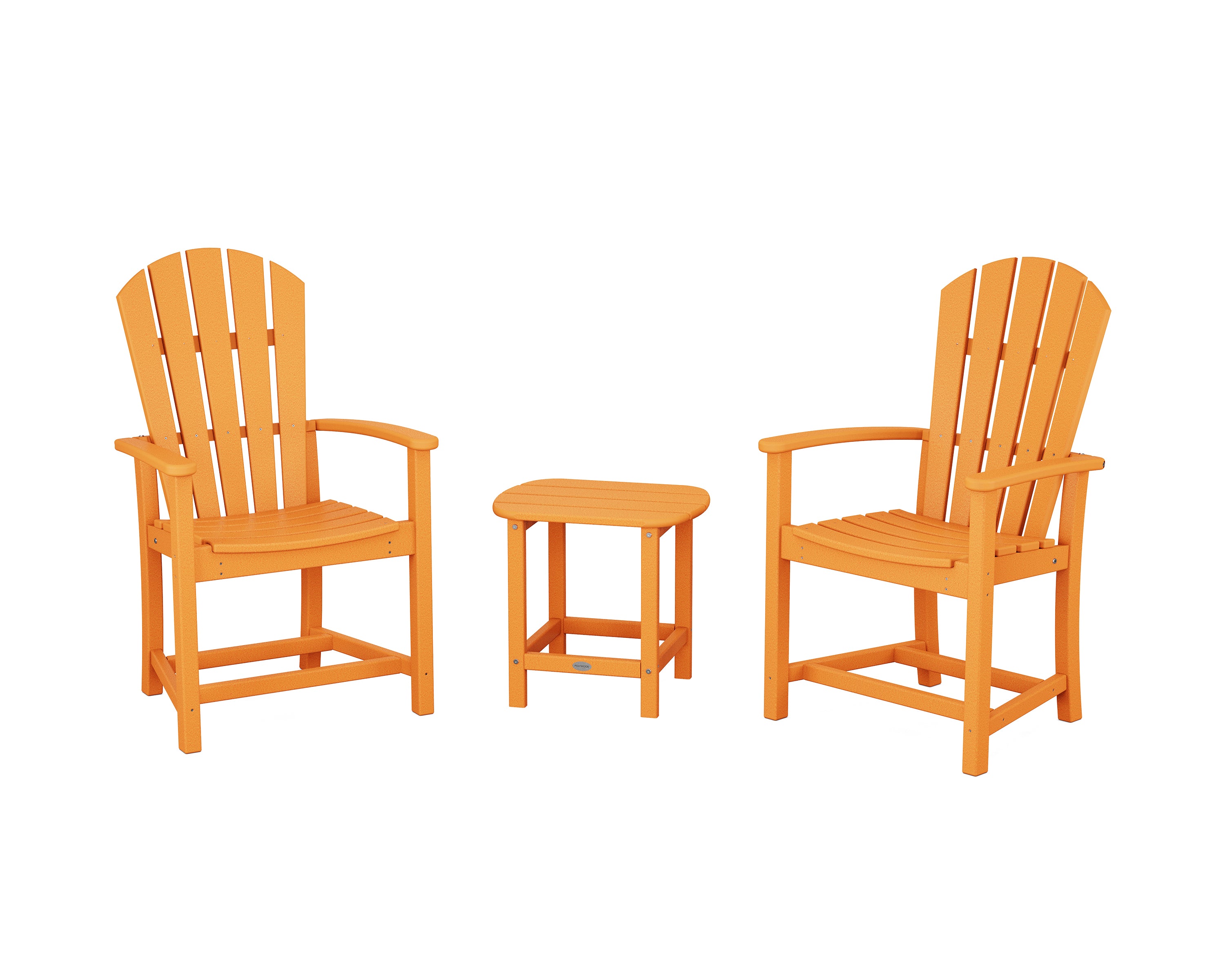 POLYWOOD Palm Coast 3-Piece Upright Adirondack Chair Set in Tangerine