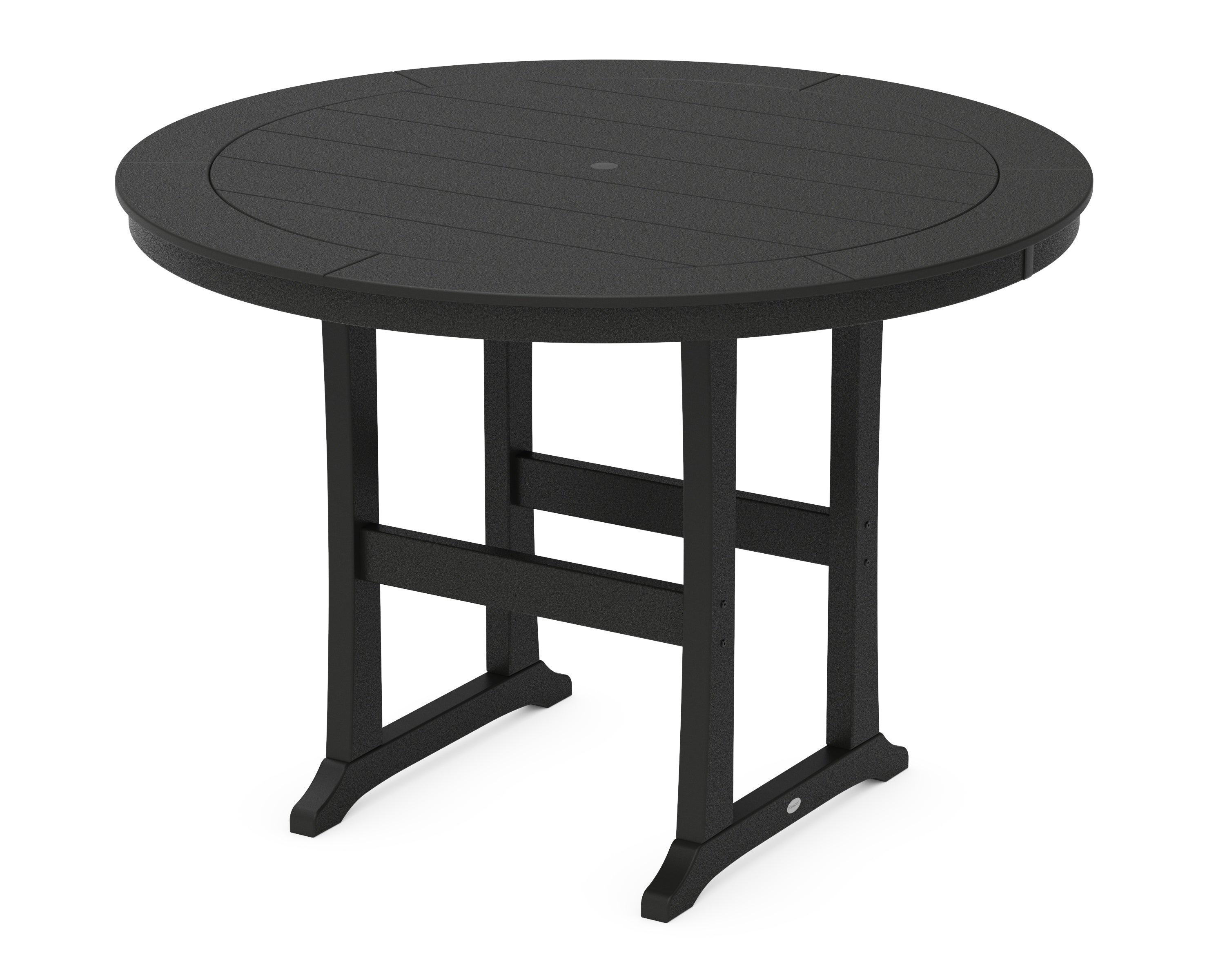 POLYWOOD Nautical Trestle 60” Round Bar Table in Black