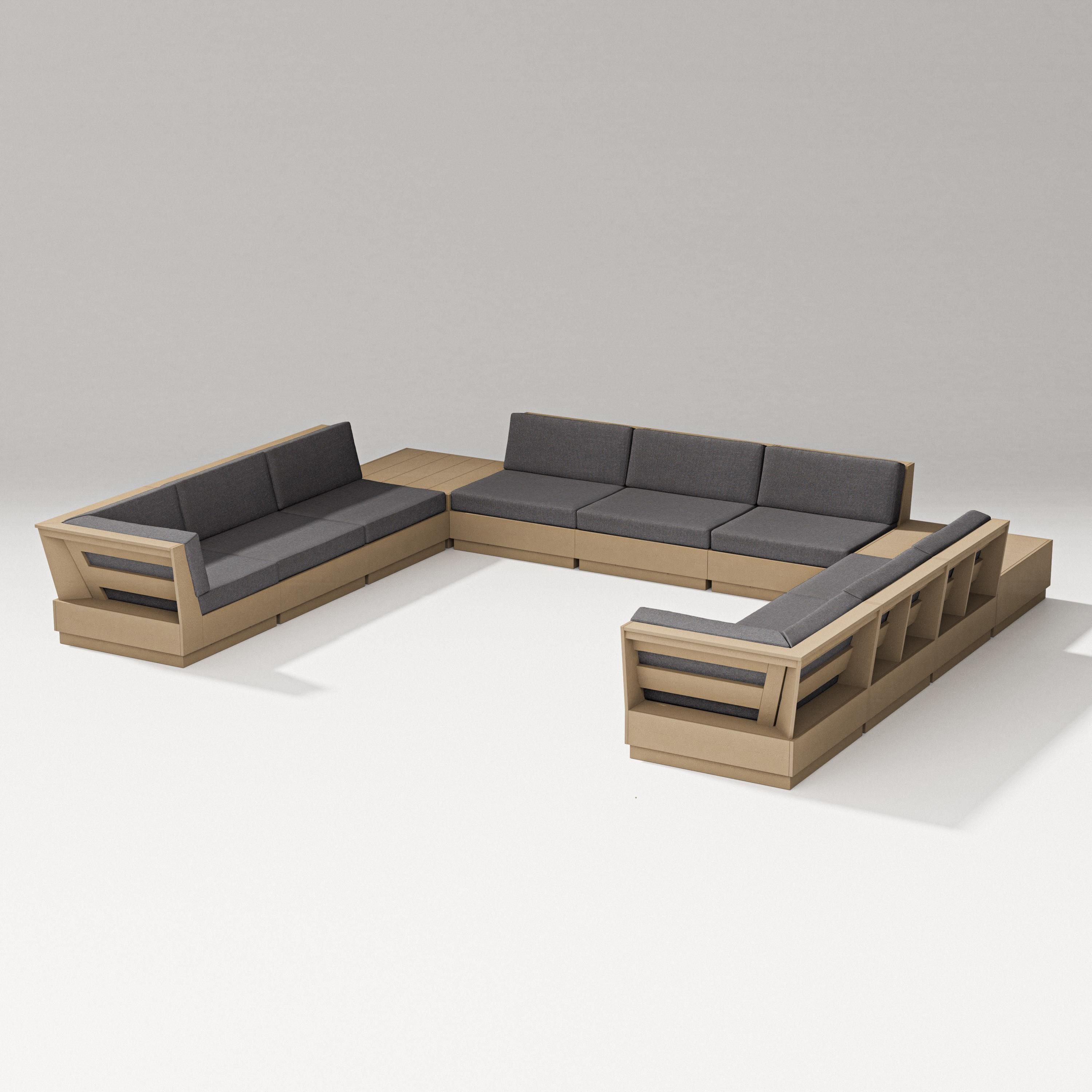PW Designer Series Elevate 11-Piece U-Shaped Sofa Sectional in Vintage Sahara / Ash Charcoal