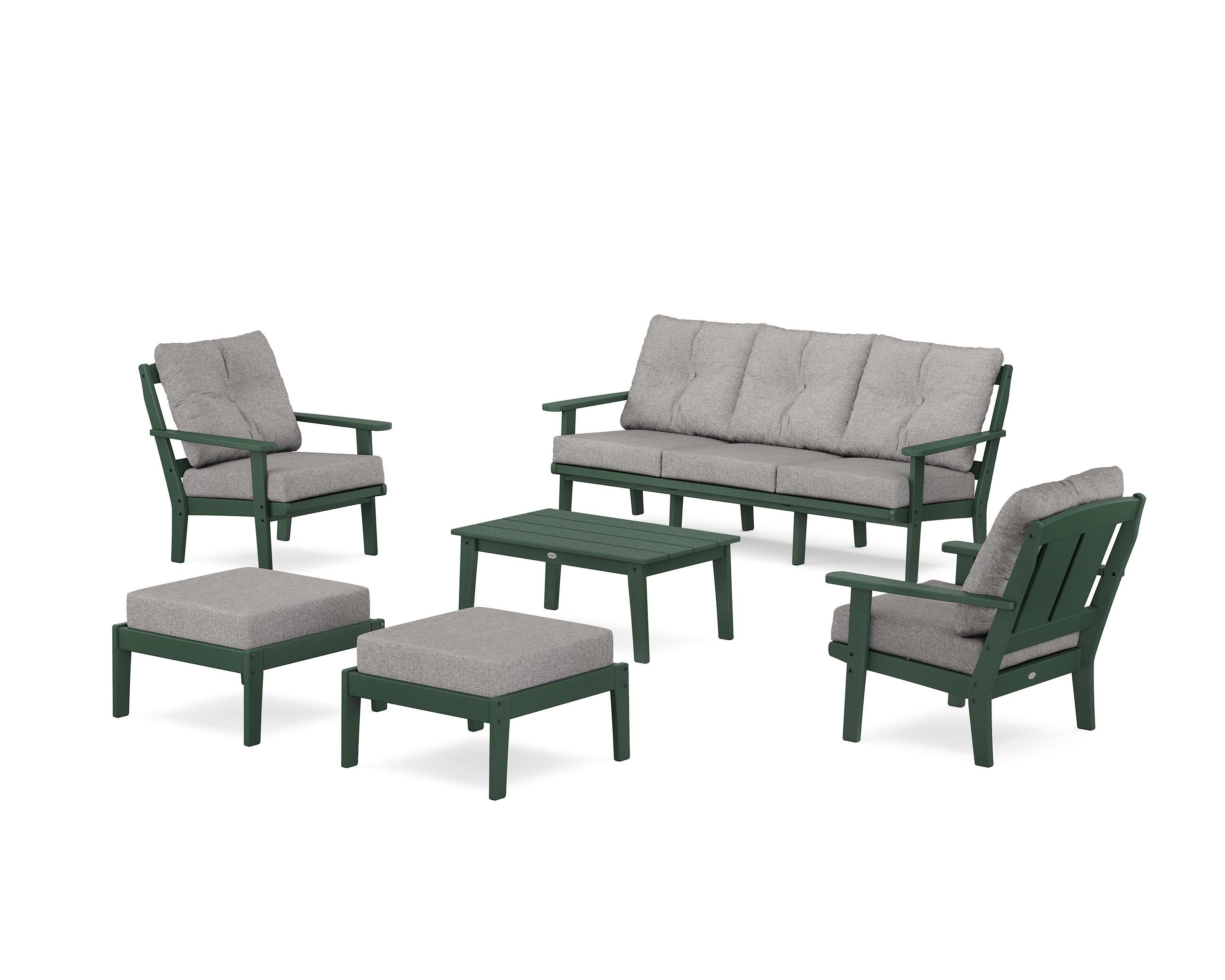 POLYWOOD Mission 6-Piece Lounge Sofa Set in Green / Grey Mist