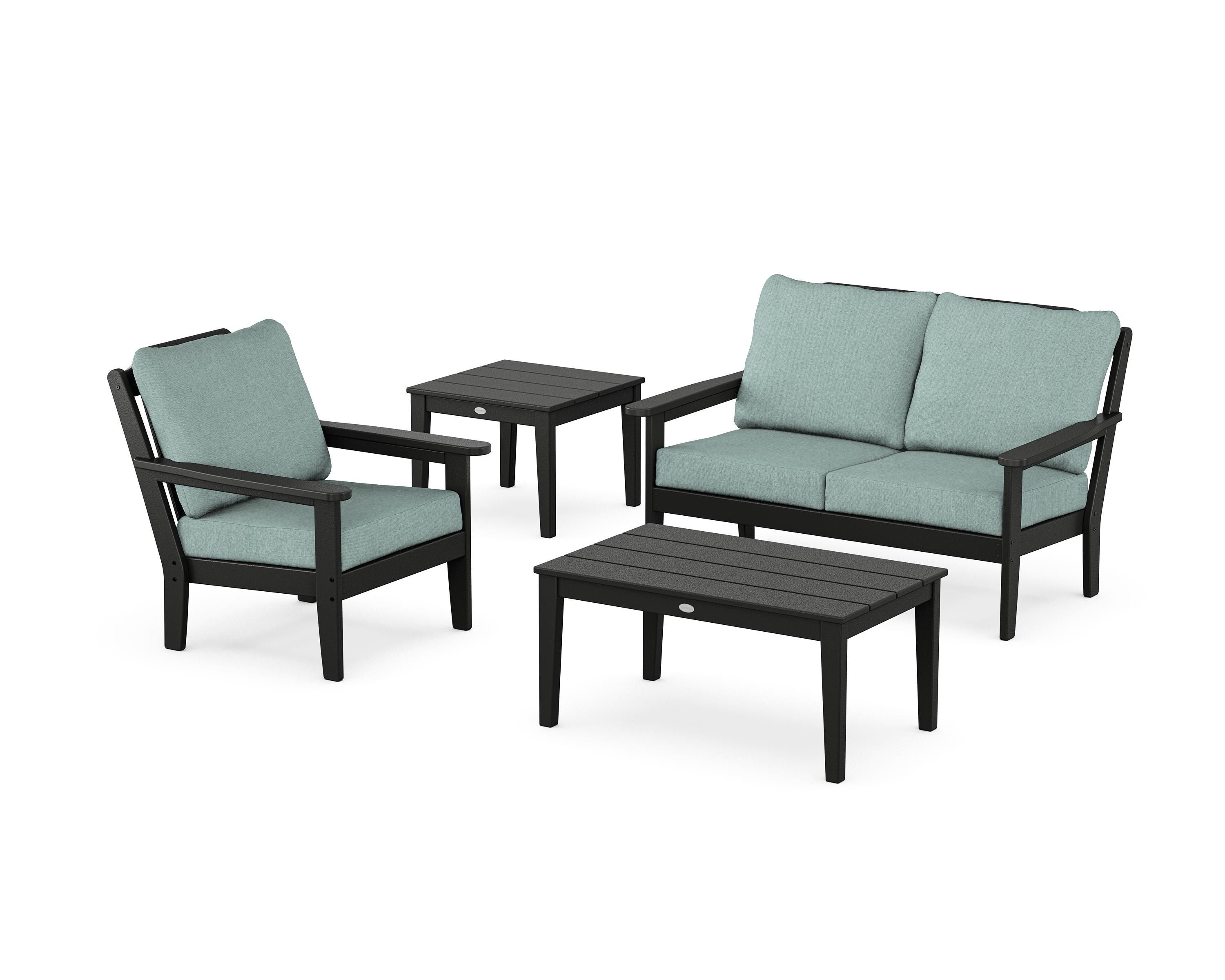 Country Living Wovendale 4-Piece Deep Seating Set in Black / Glacier Spa