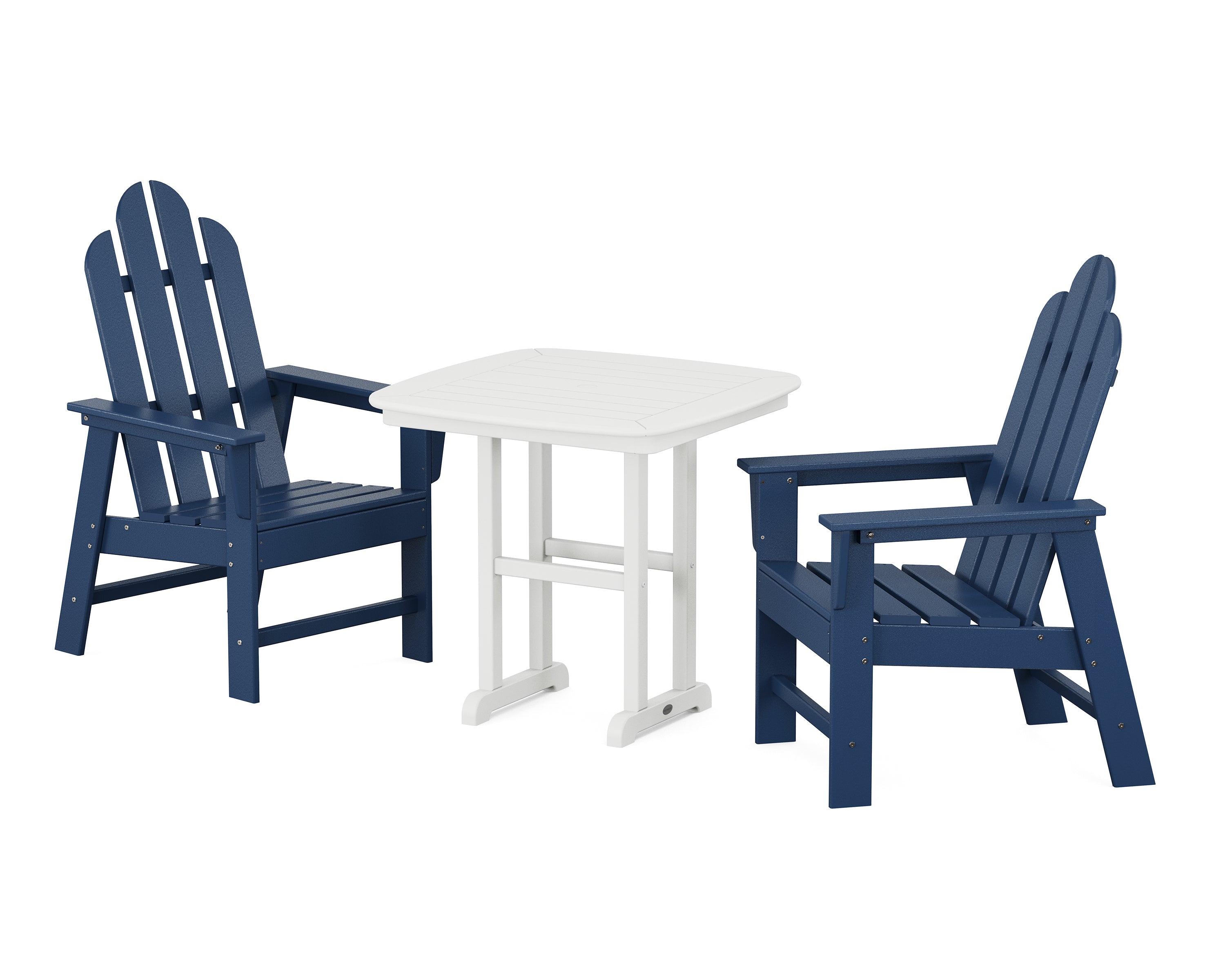 POLYWOOD Long Island 3-Piece Dining Set in Navy / White