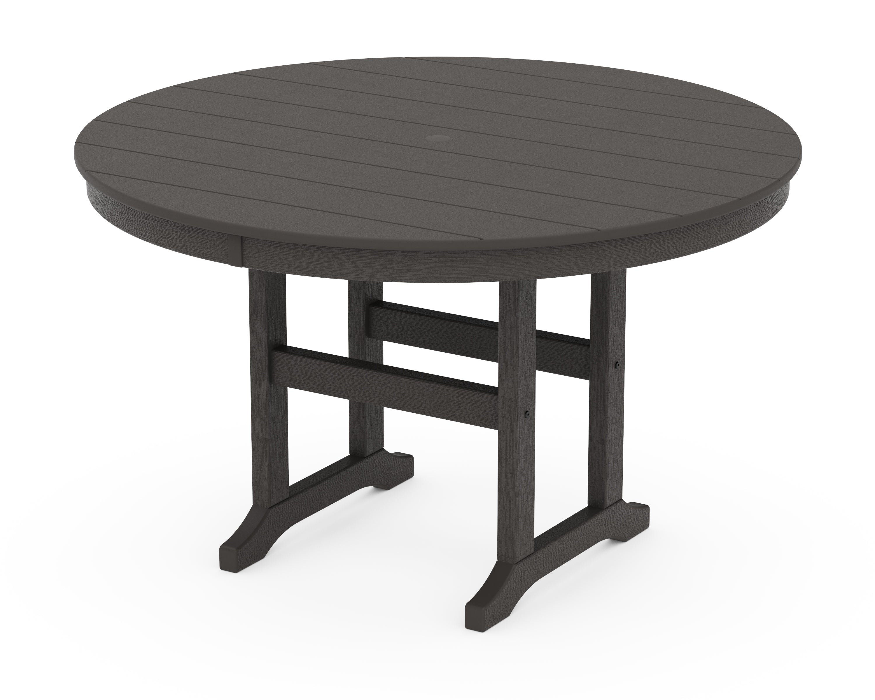 POLYWOOD 48" Round Farmhouse Dining Table in Vintage Coffee