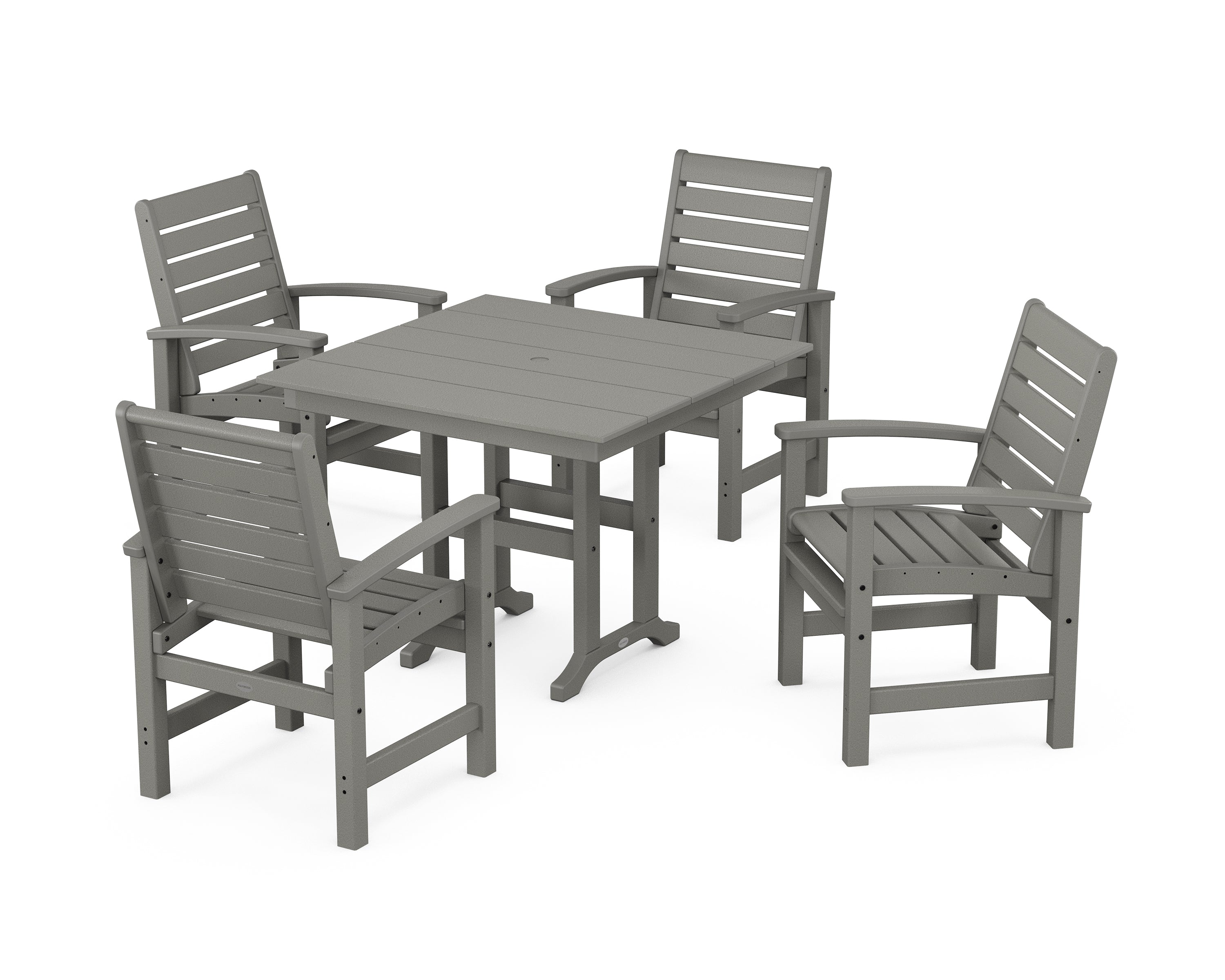POLYWOOD® Signature 5-Piece Farmhouse Dining Set in Slate Grey