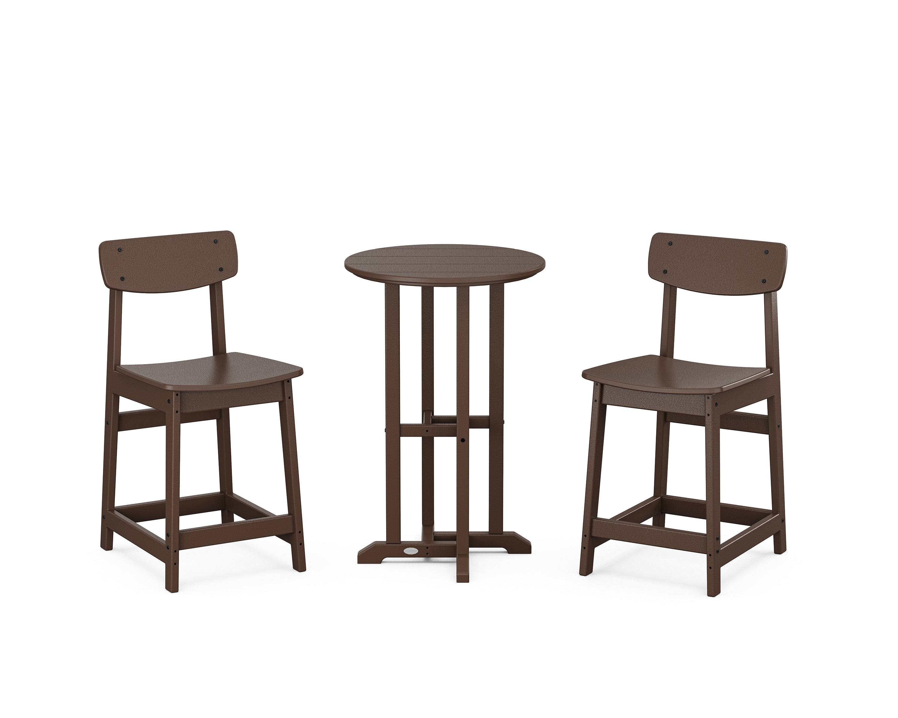 POLYWOOD Modern Studio Urban Chair 3-Piece Bistro Counter Set in Mahogany