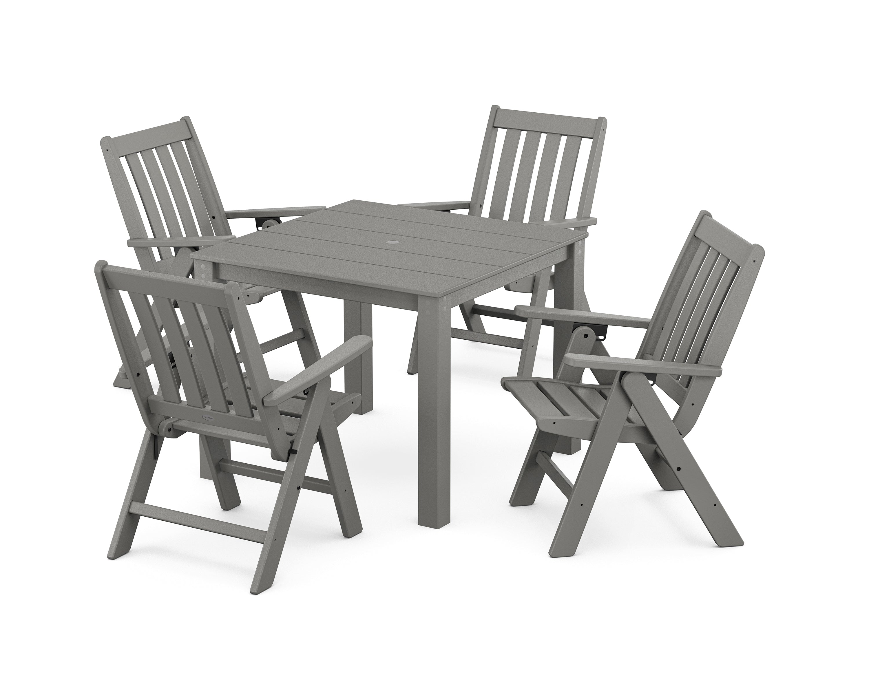 POLYWOOD Vineyard Folding Chair 5-Piece Parsons Dining Set in Slate Grey