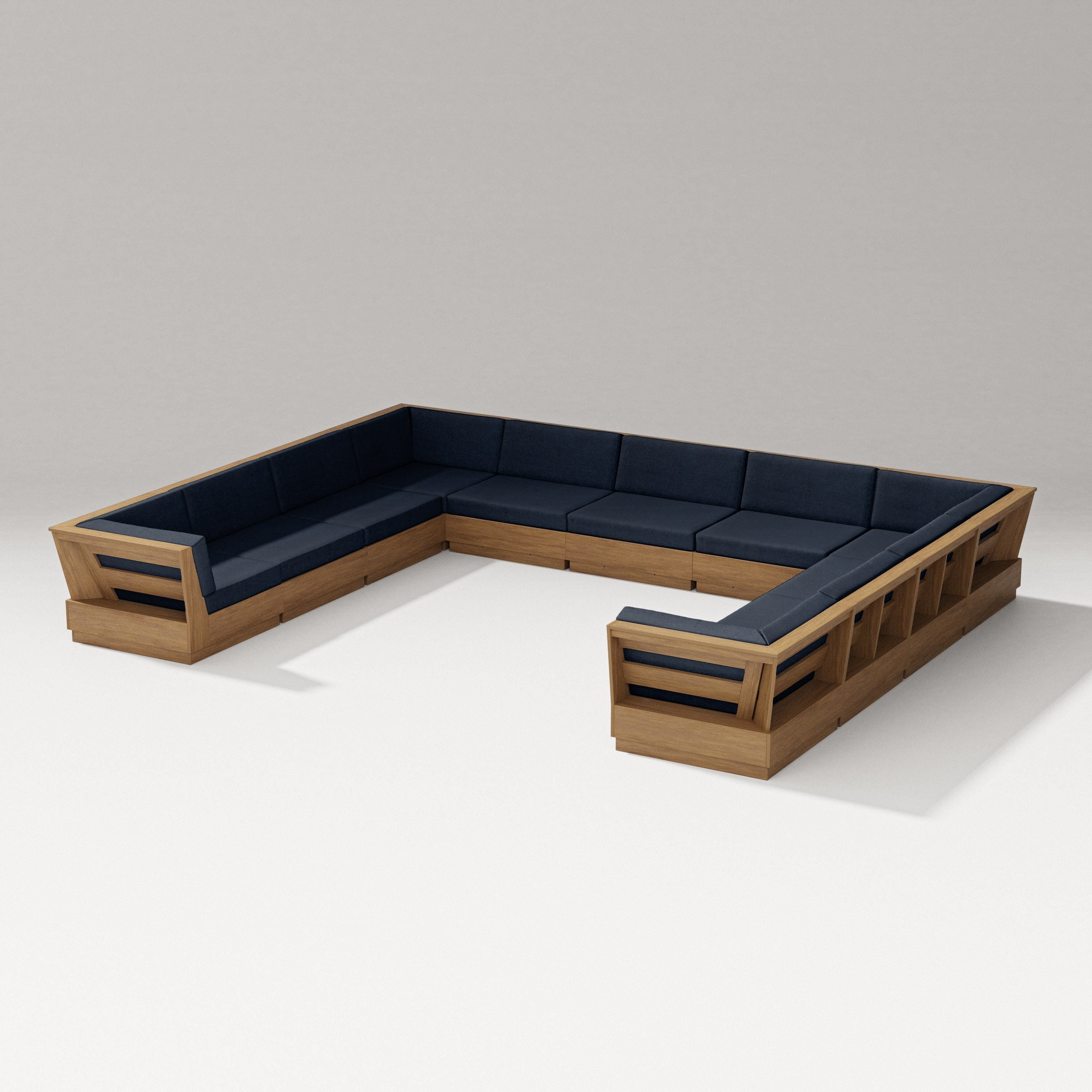 PW Designer Series Elevate Large U-Shaped Sectional in Natural / Marine Indigo