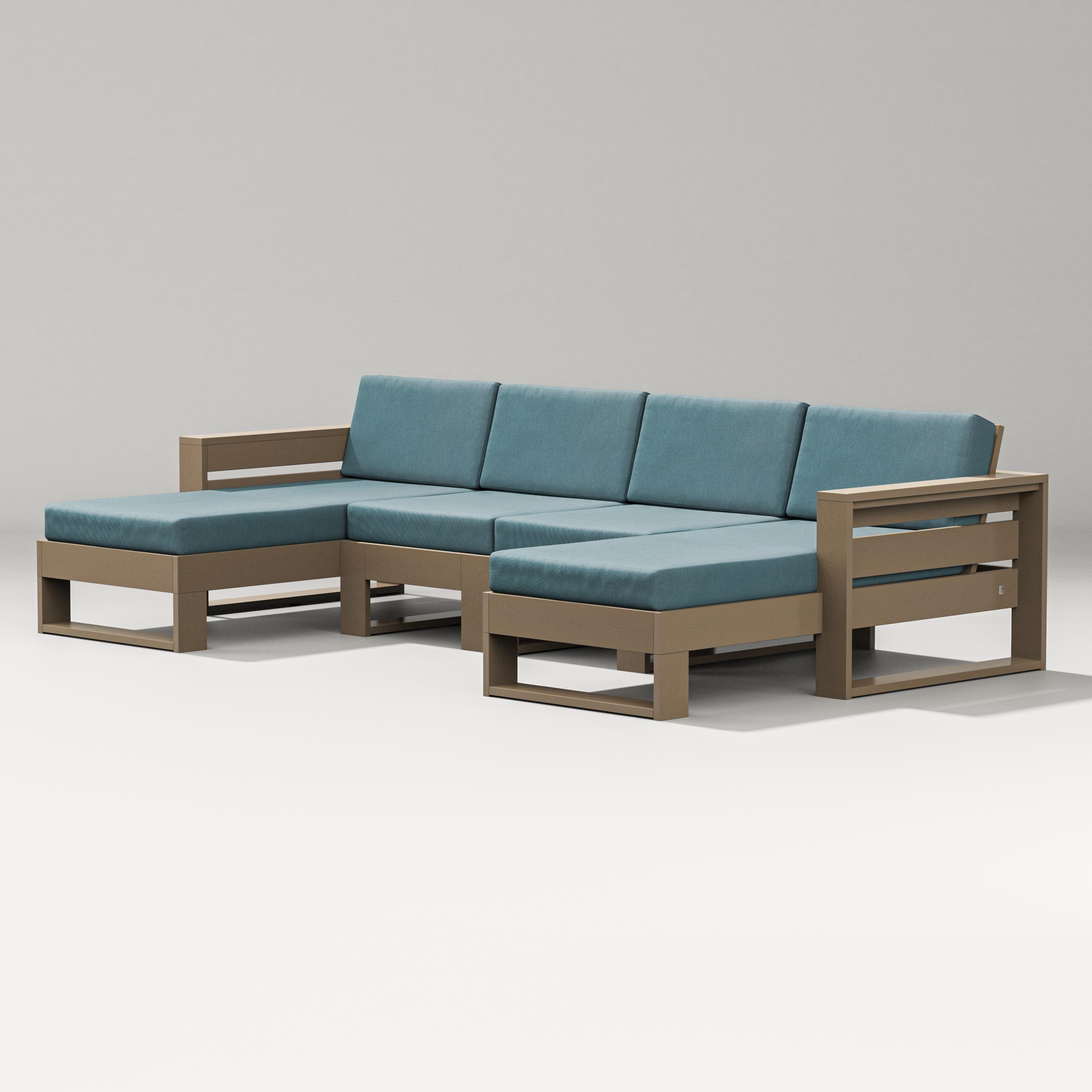PW Designer Series Latitude Double Chaise Sectional in Vintage Sahara / Ocean Teal