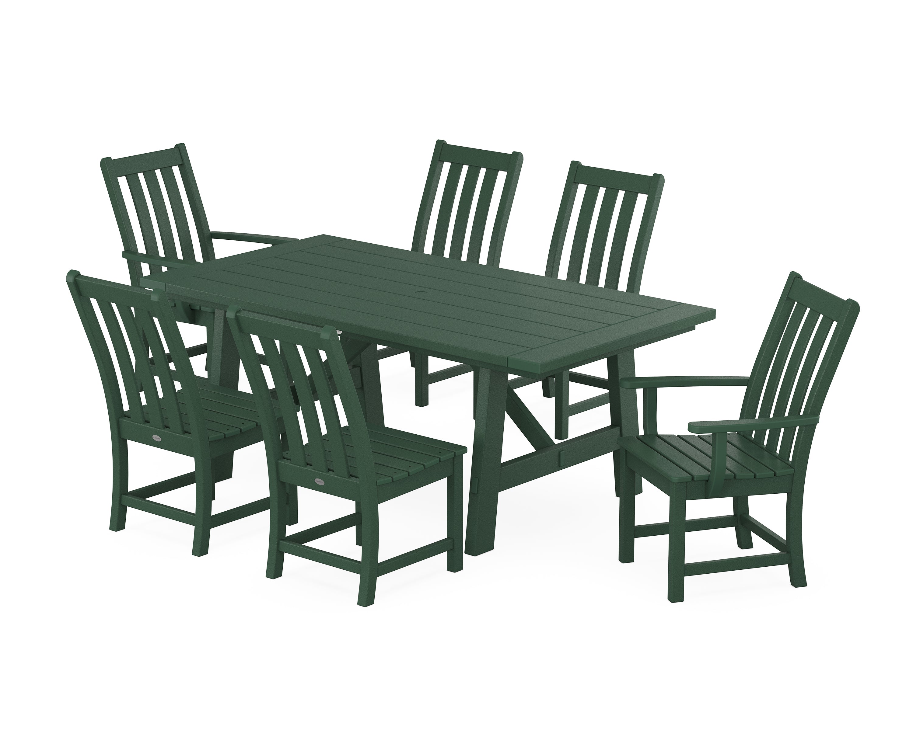 POLYWOOD Vineyard 7-Piece Rustic Farmhouse Dining Set in Green
