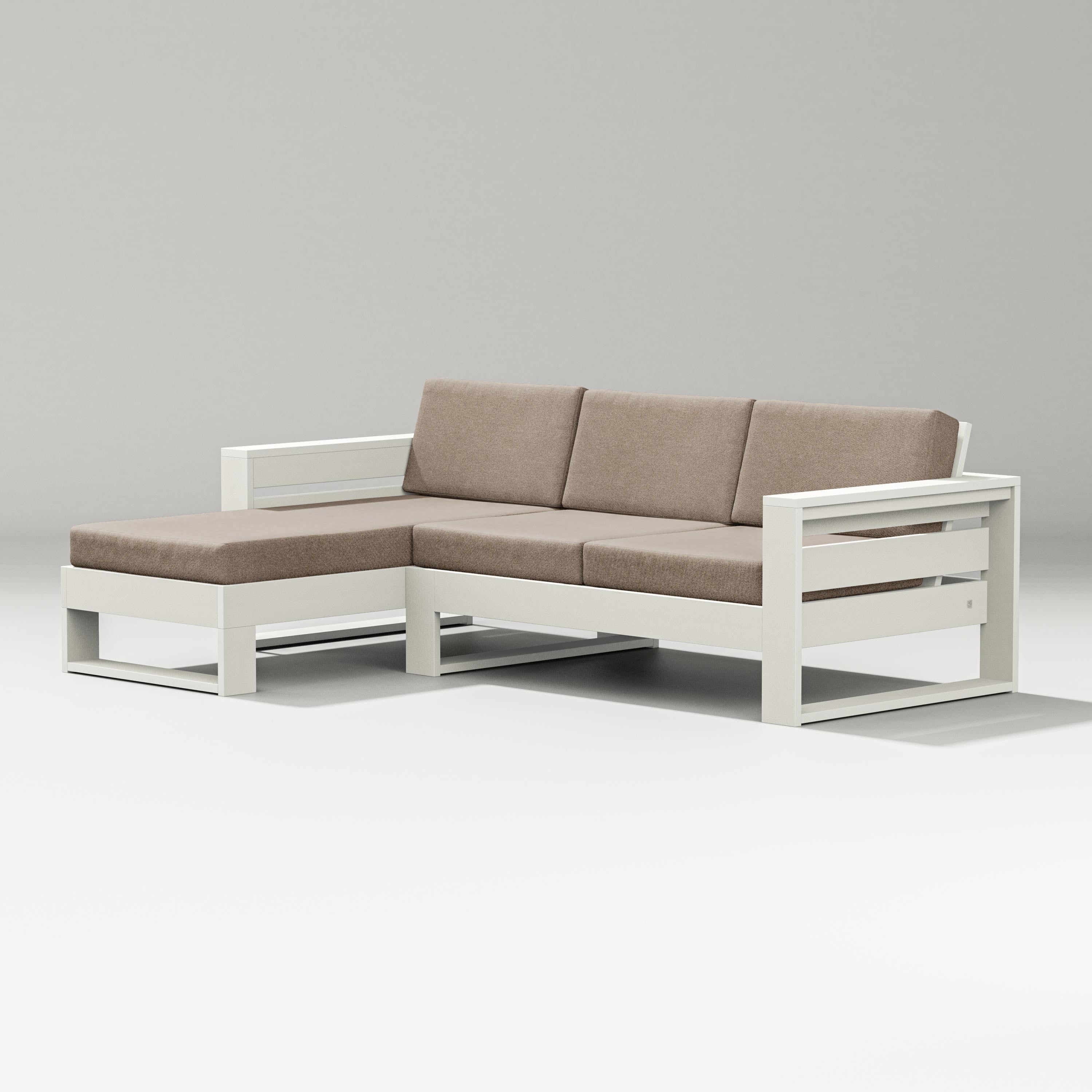 PW Designer Series Latitude Left Chaise Sectional in Vintage White / Spiced Burlap