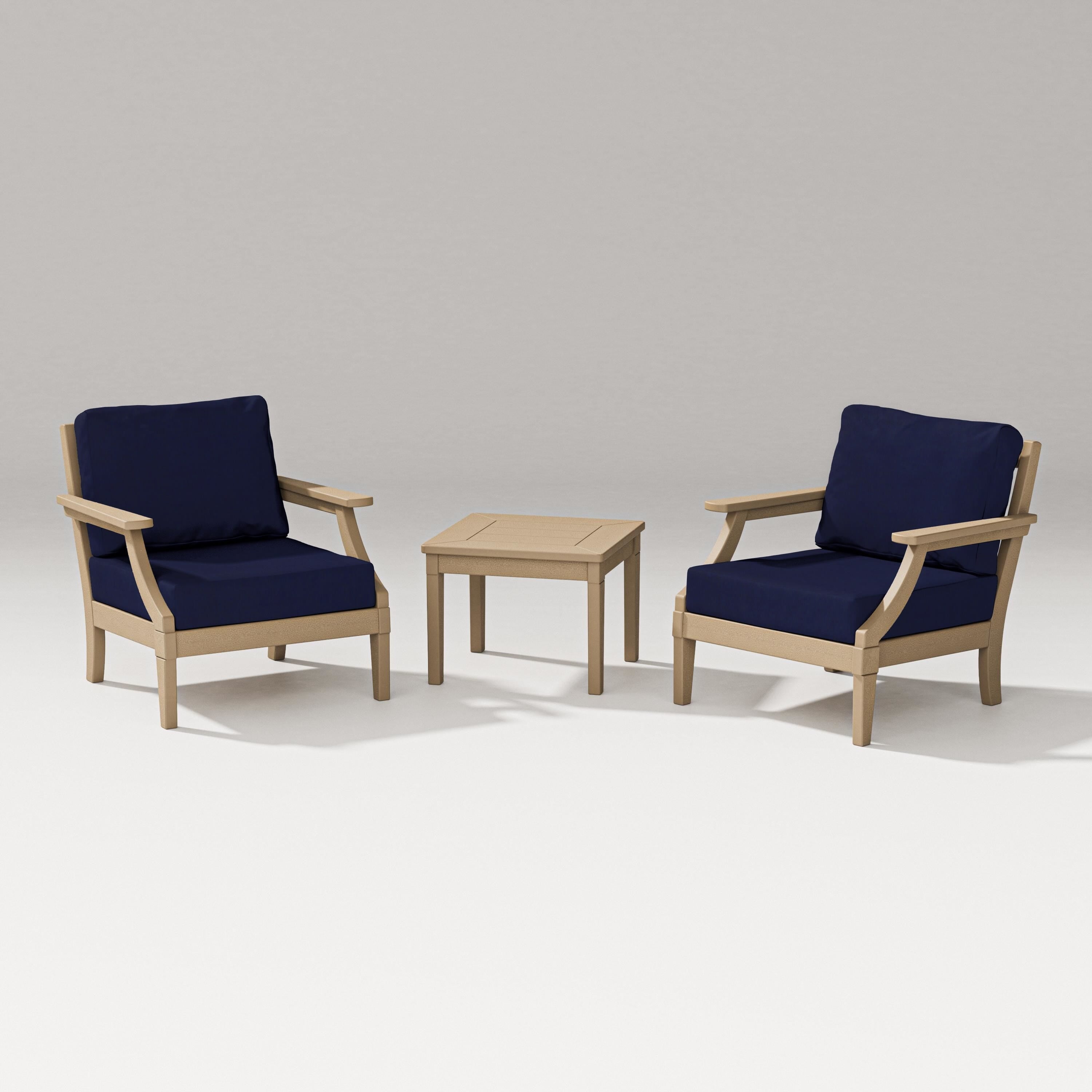 PW Designer Series Estate 3-Piece Lounge Chair Set in Vintage Sahara / Navy