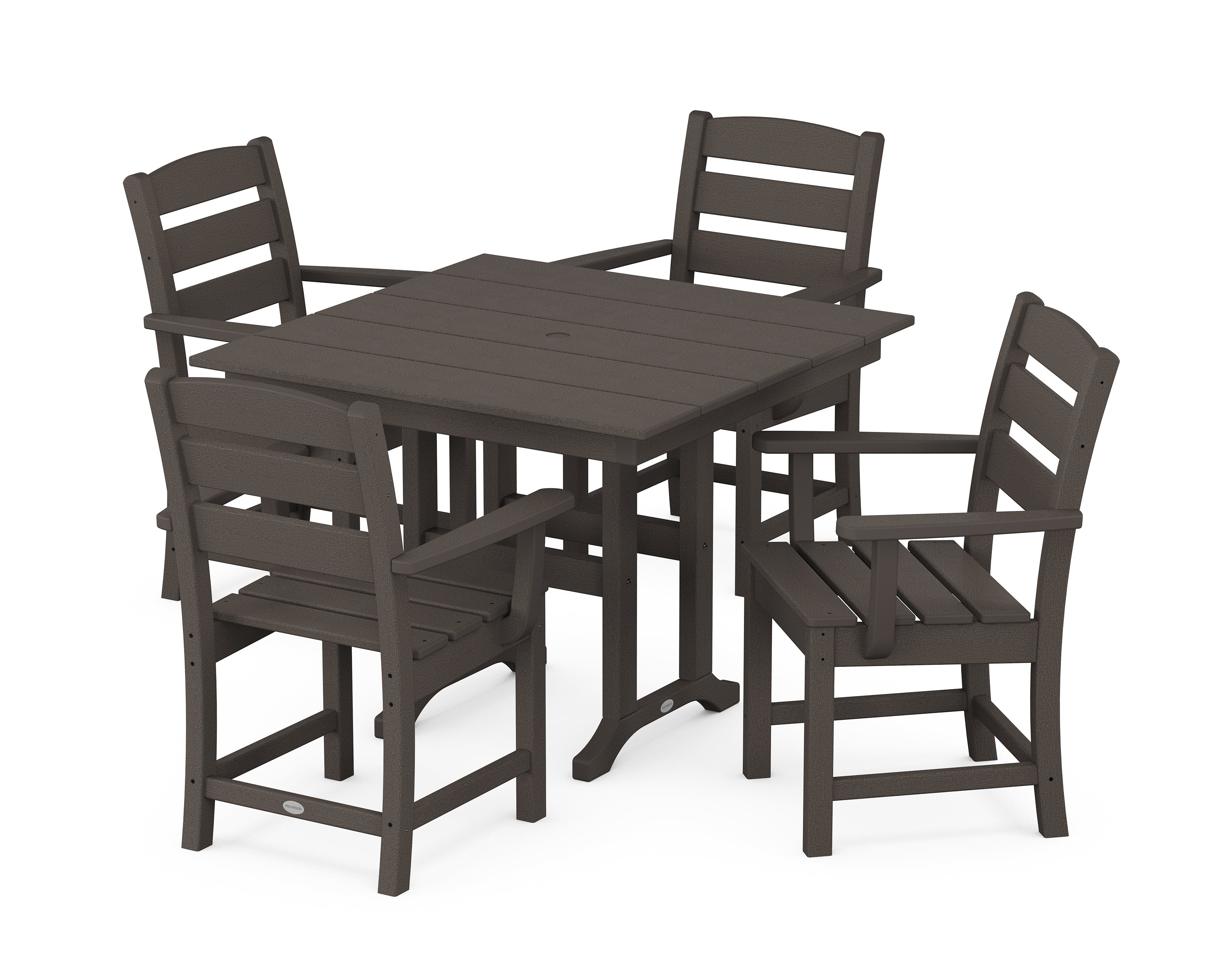 POLYWOOD® Lakeside 5-Piece Farmhouse Dining Set in Vintage Coffee