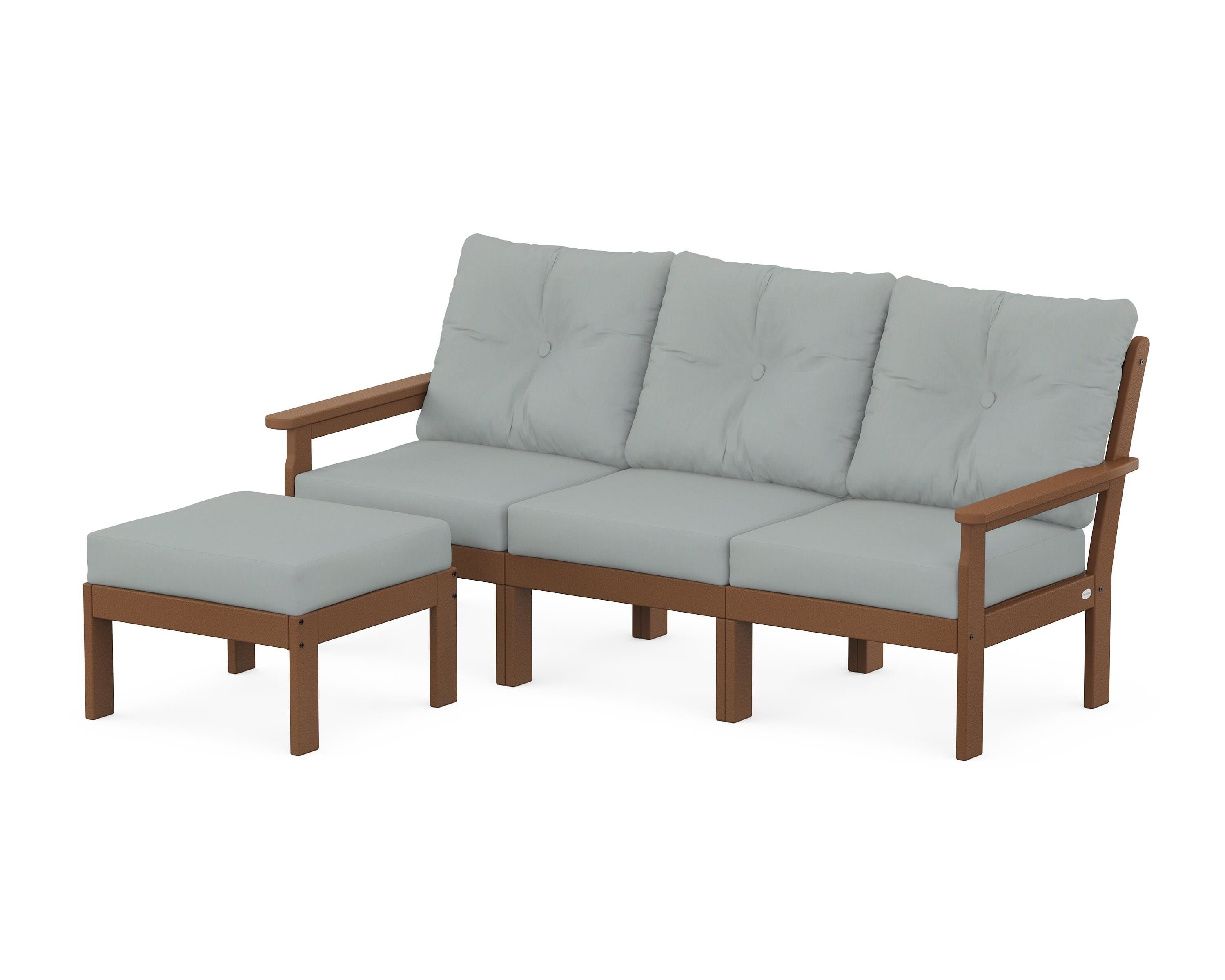 POLYWOOD Vineyard 4-Piece Sectional with Ottoman in Teak / Spa