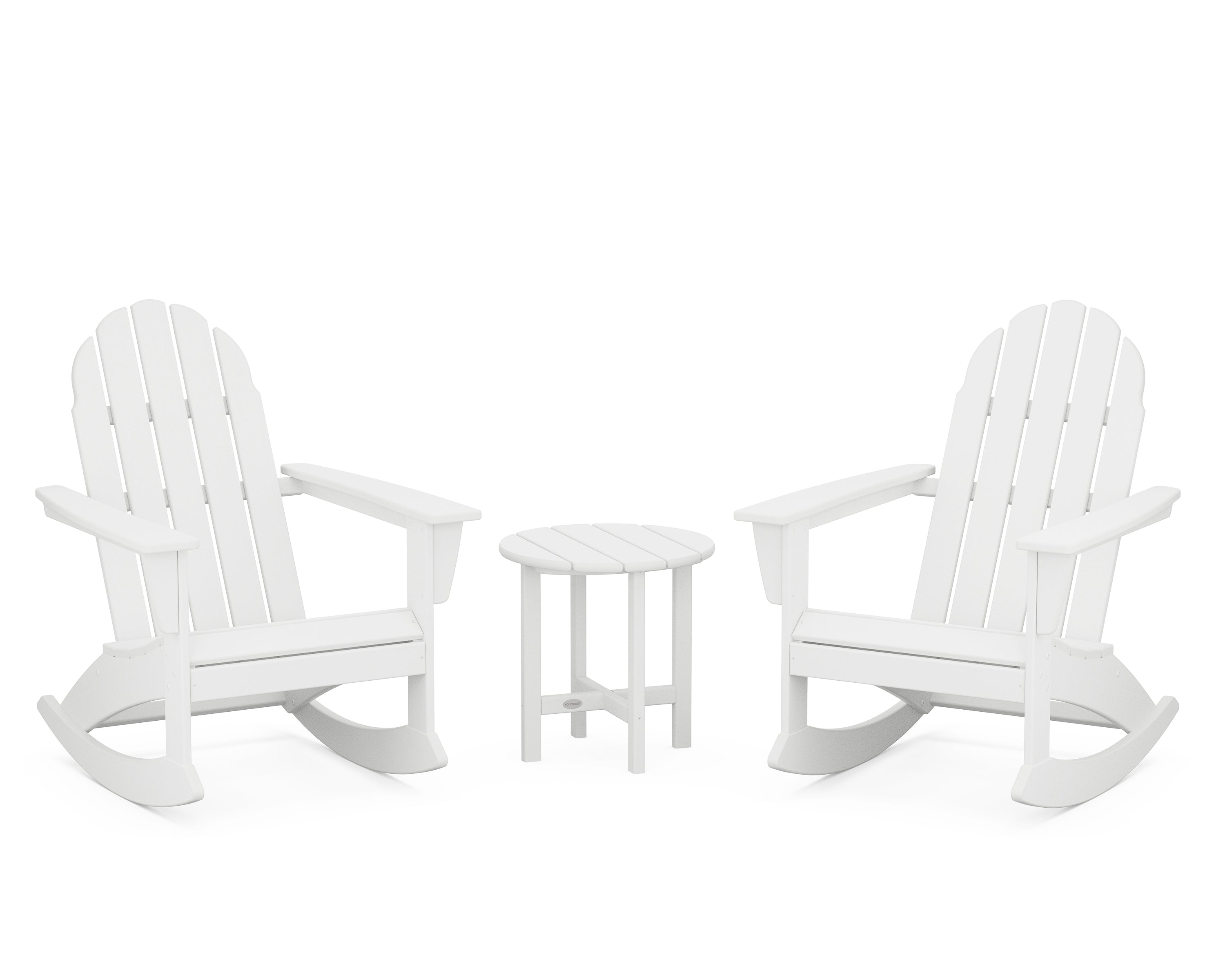 POLYWOOD Vineyard 3-Piece Adirondack Rocking Chair Set in White