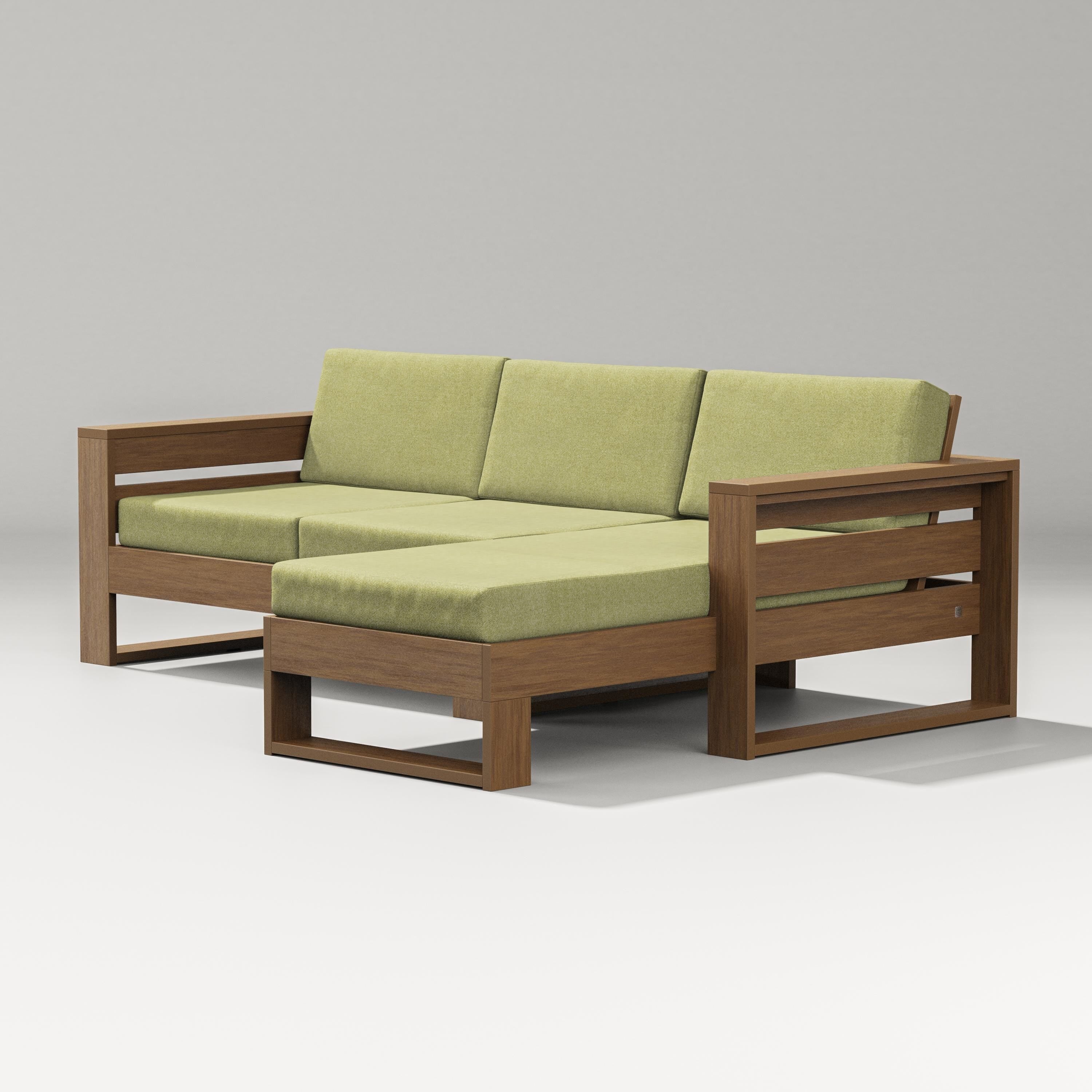 PW Designer Series Latitude Right Chaise Sectional in Natural / Chartreuse Boucle