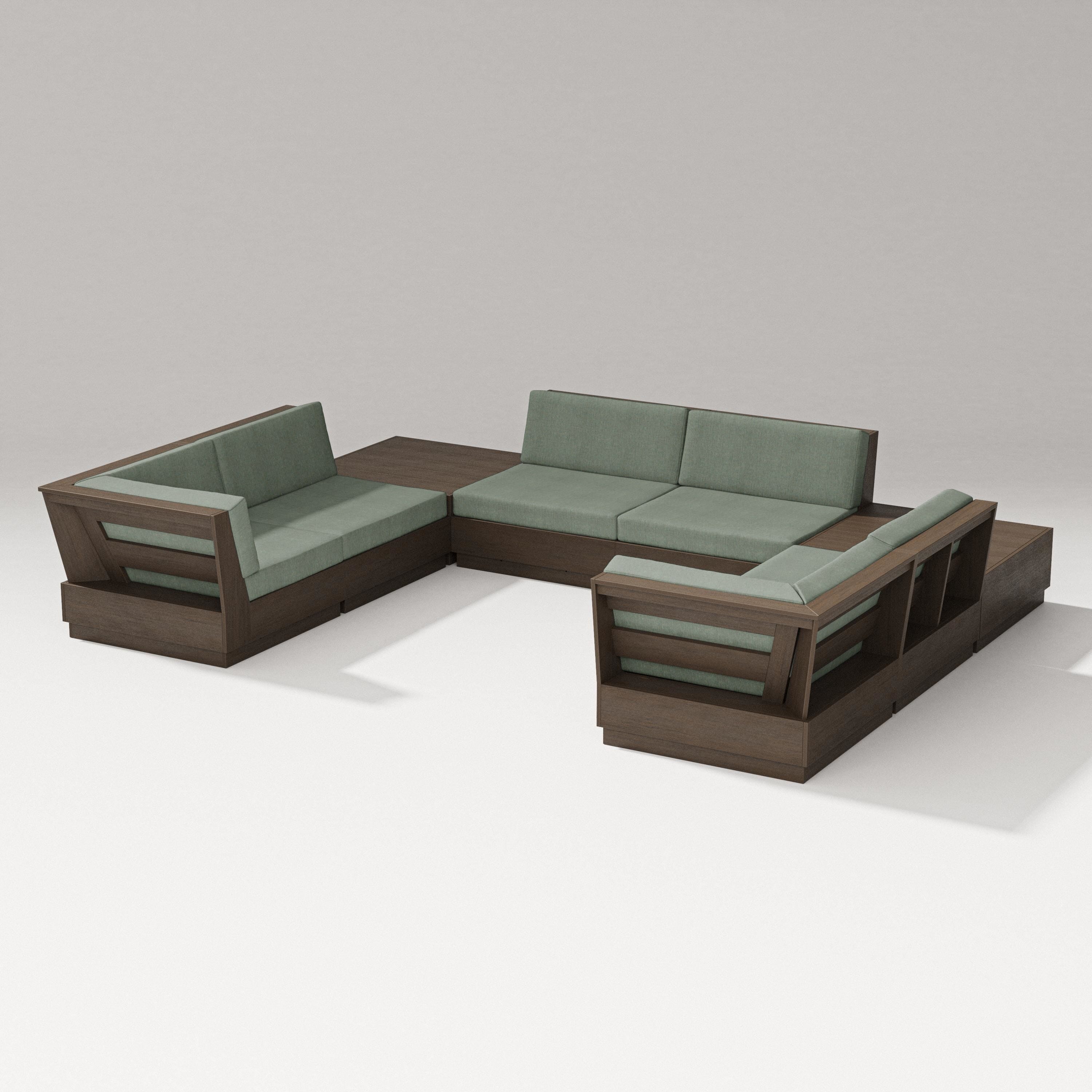 PW Designer Series Elevate 8-Piece U-Shaped Sectional in Kona / Cast Sage