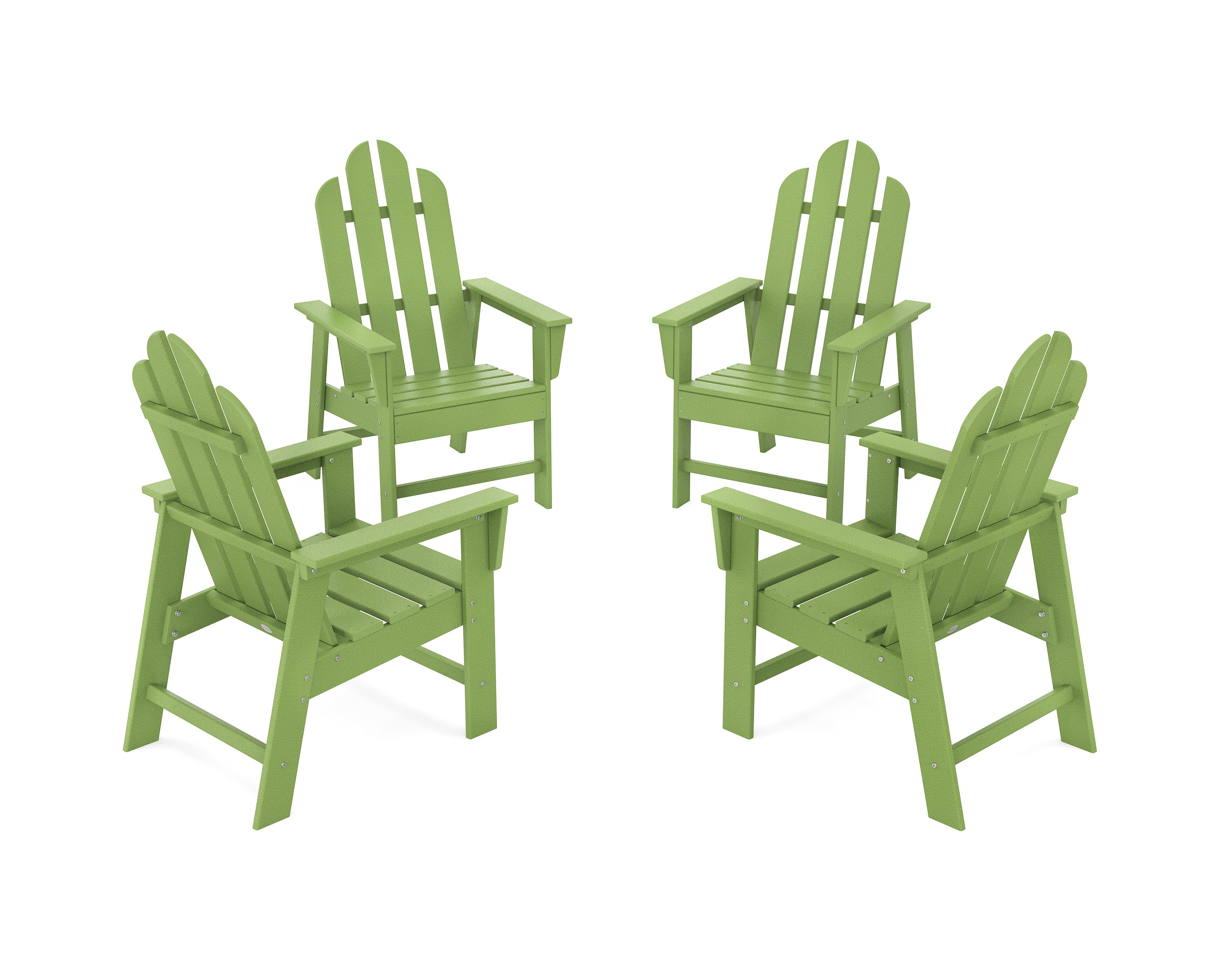 POLYWOOD Long Island 4-Piece Upright Adirondack Conversation Set in Lime