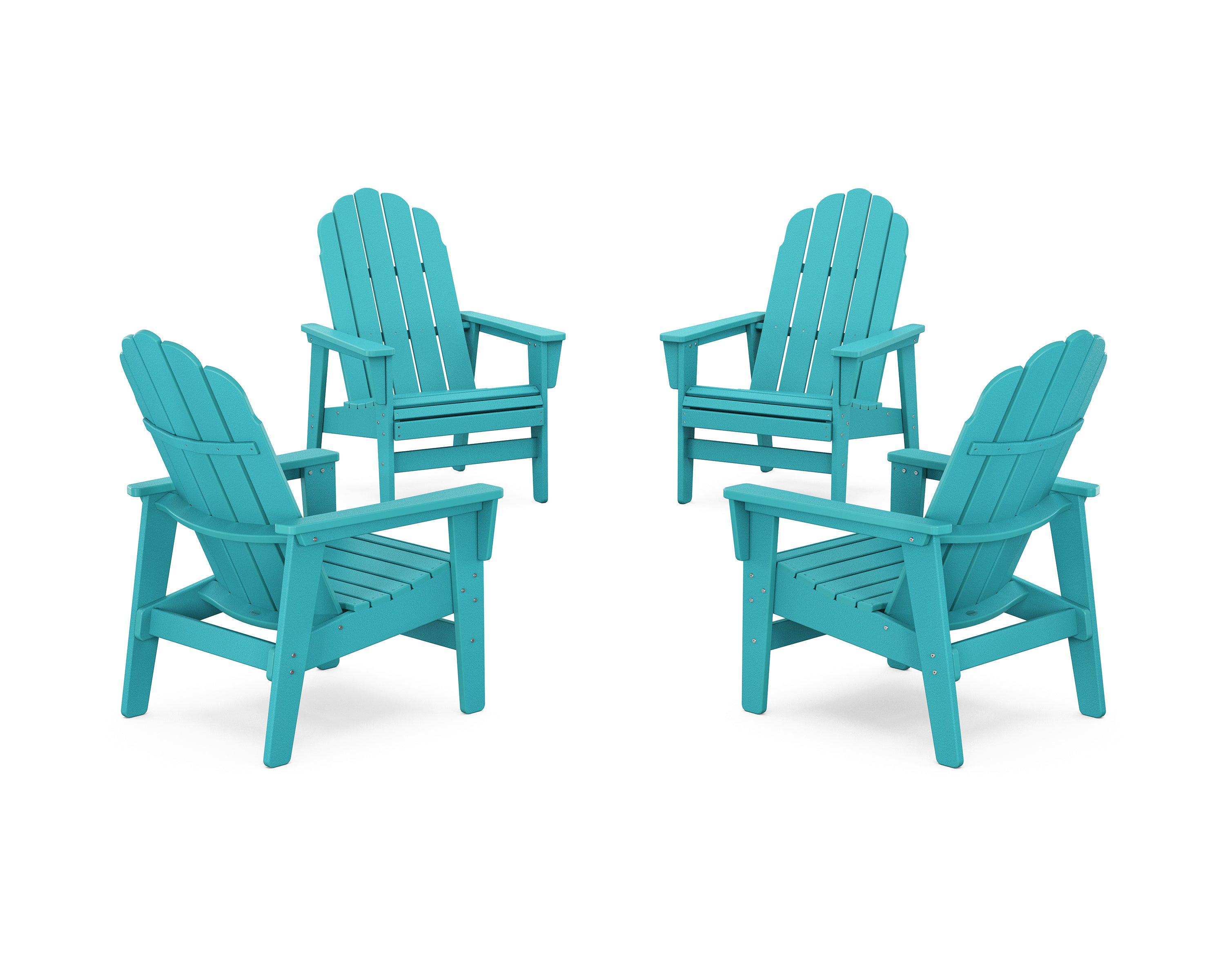 POLYWOOD® 4-Piece Vineyard Grand Upright Adirondack Chair Conversation Set in Aruba