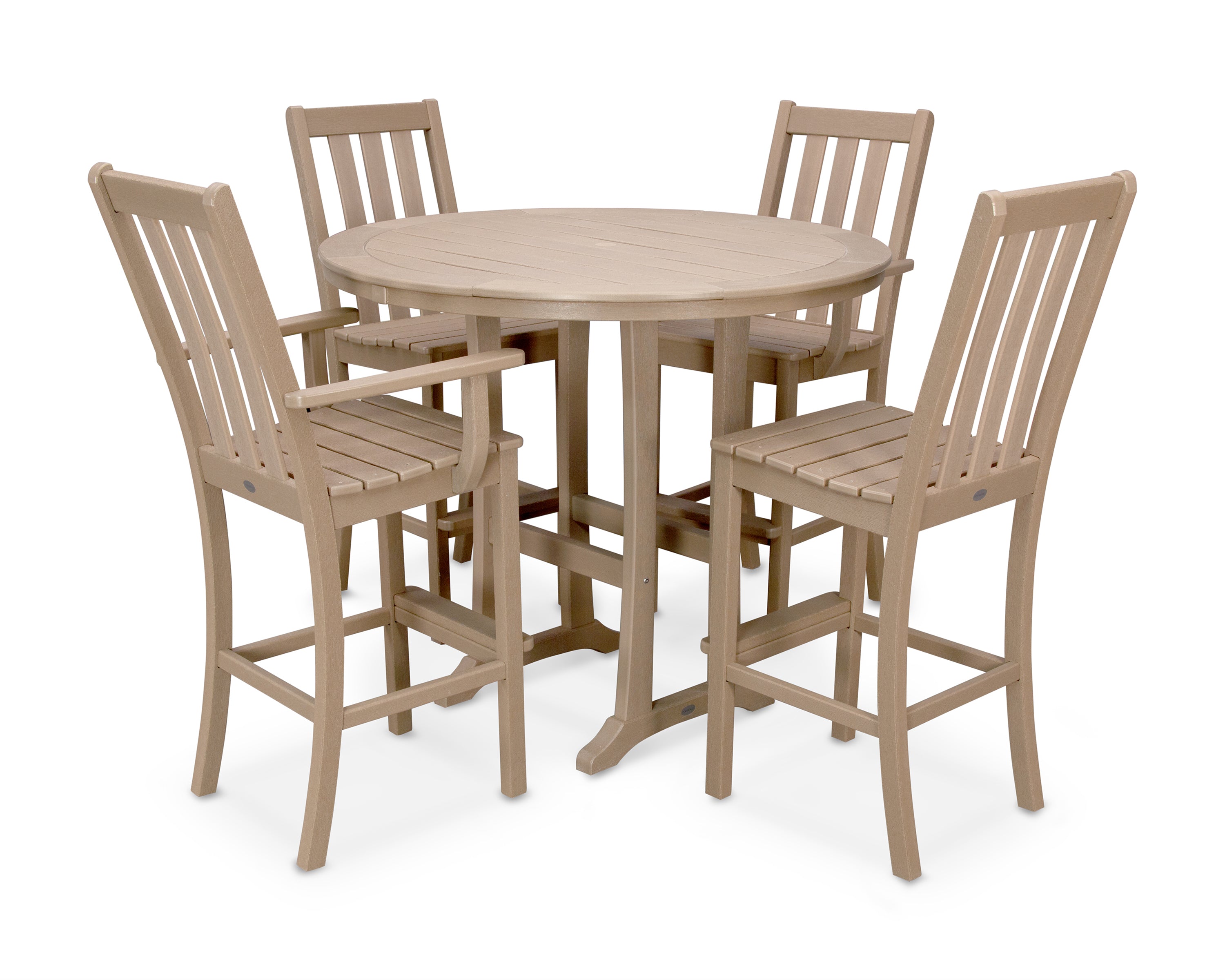 POLYWOOD® Vineyard 5-Piece Nautical Trestle Bar Set in Vintage Sahara