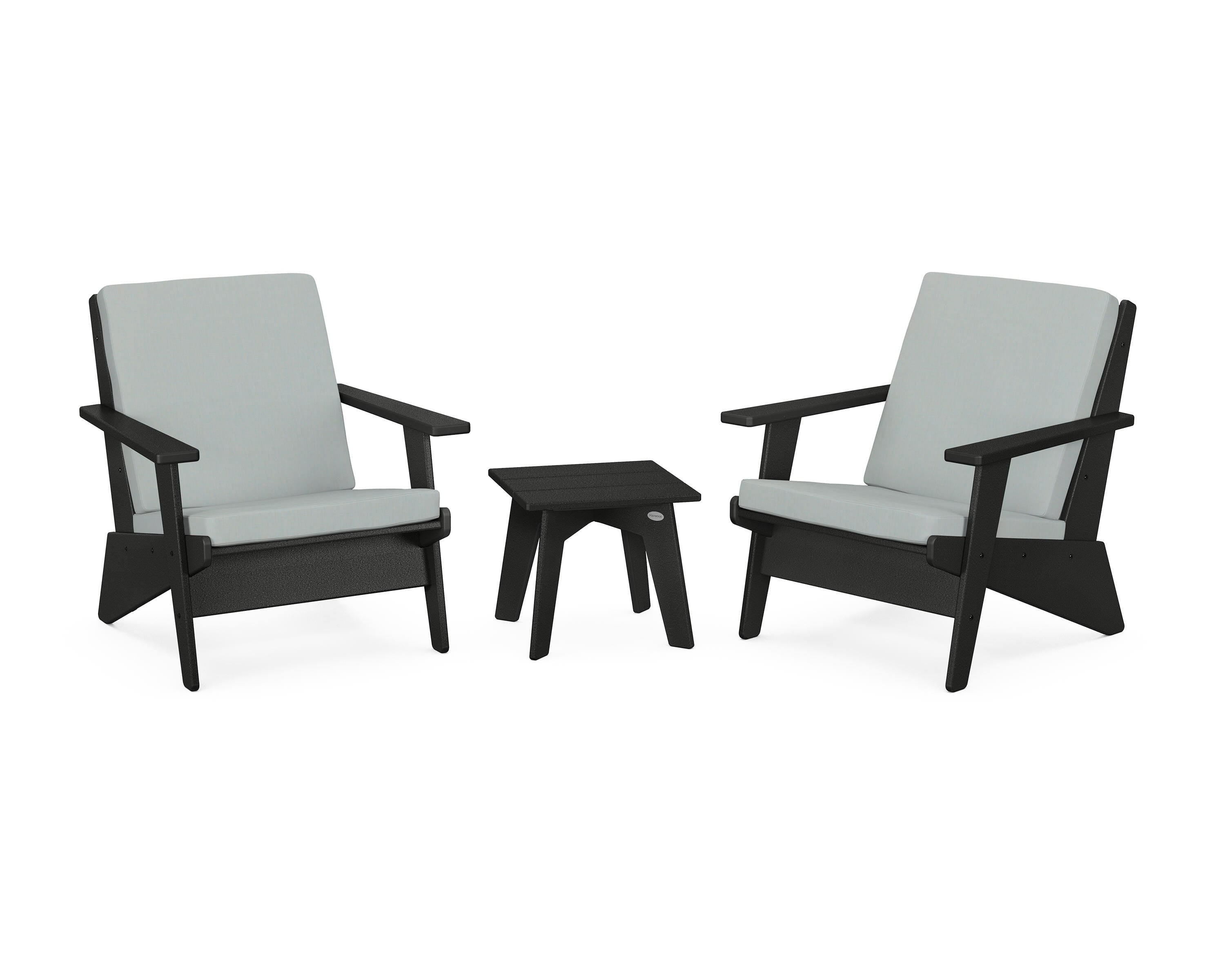 POLYWOOD Riviera Modern Lounge 3-Piece Set in Black / Spa